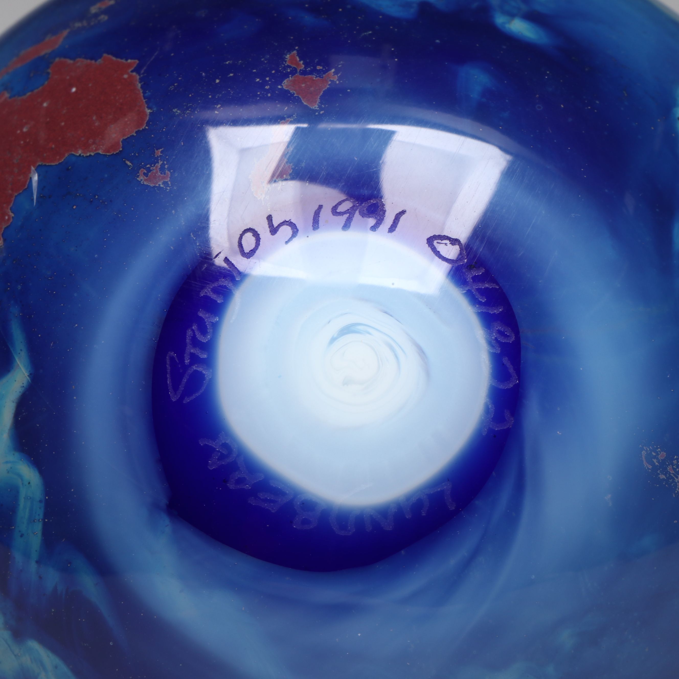 Lundberg Studios "Worldweights" Art Glass Paperweight, 1991