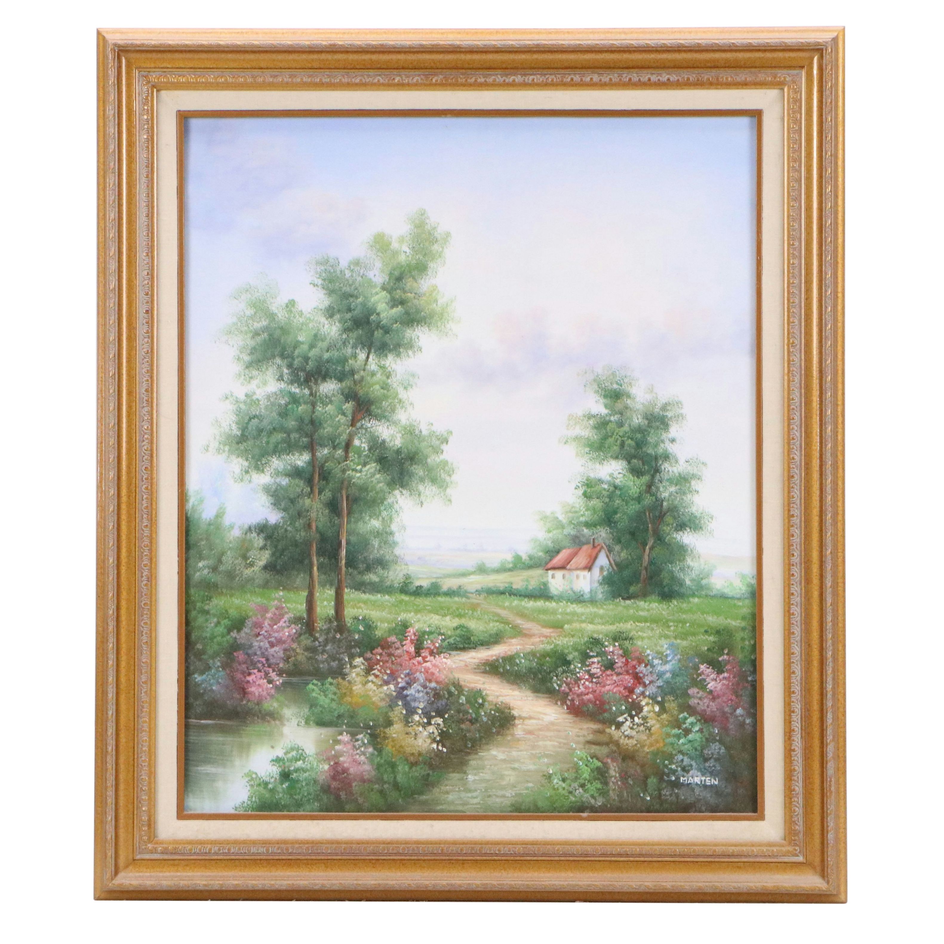 Marten Oil Painting of Idyllic Cottage Landscape