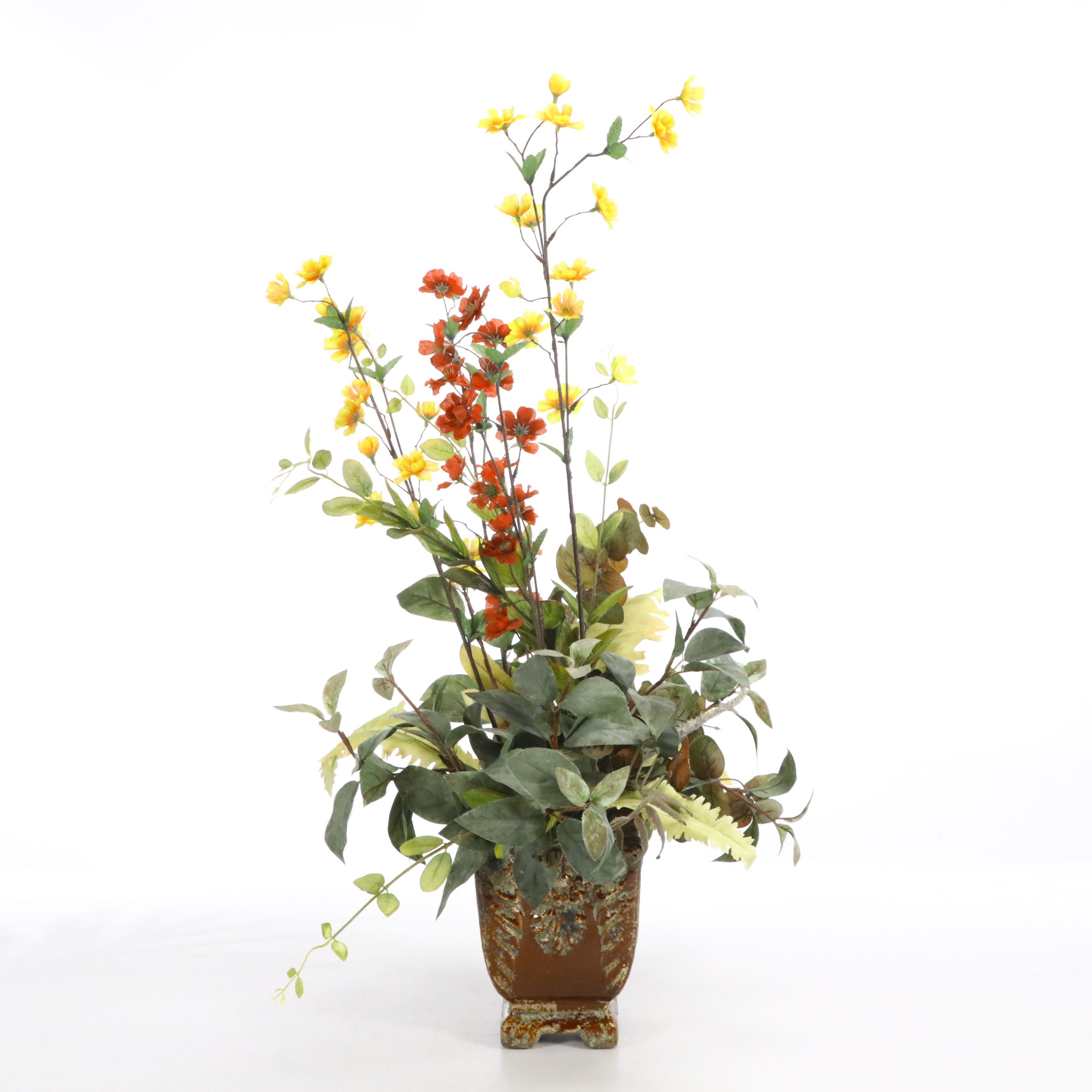 Artificial Eucalyptus, Pathos and More Flowers in Planters