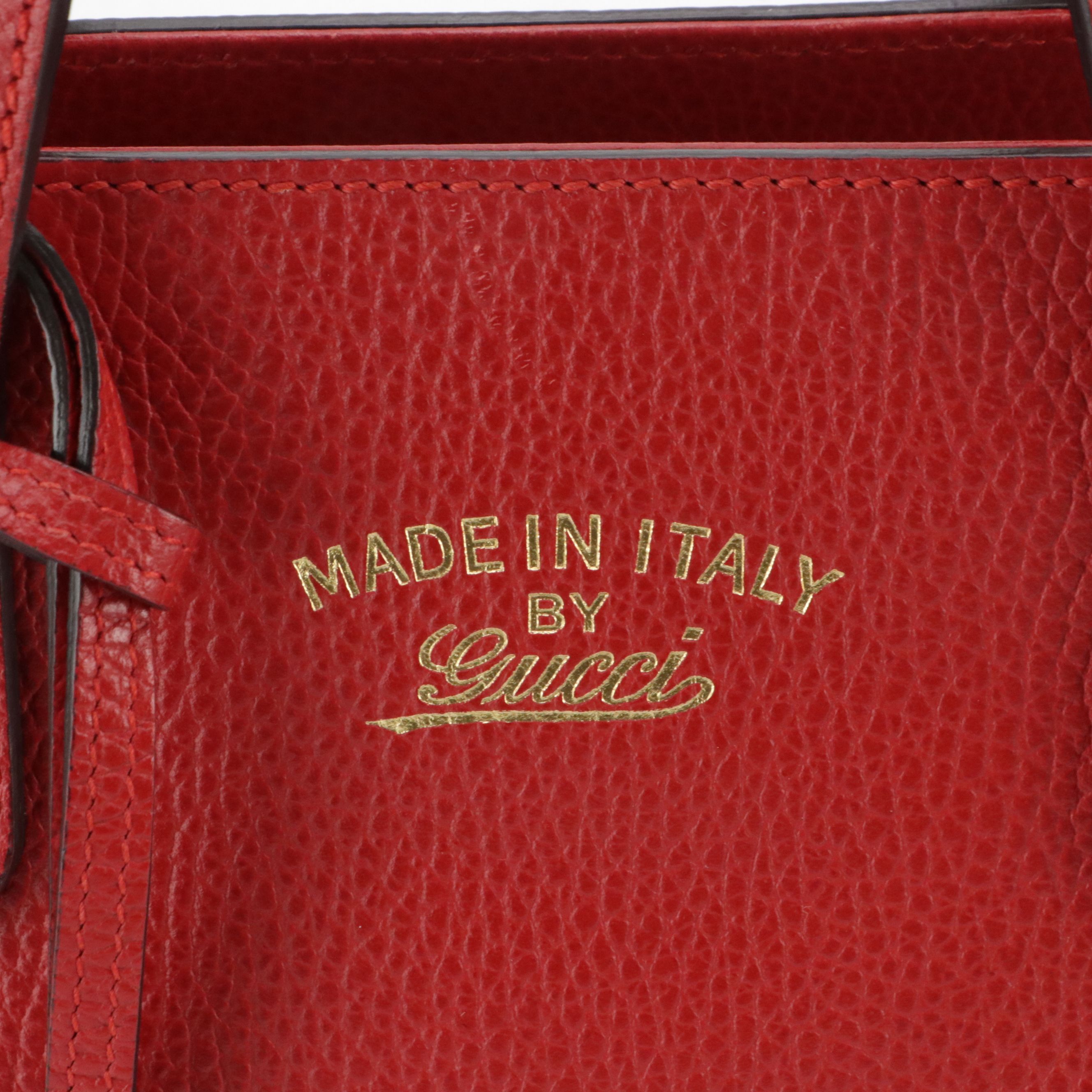 Gucci Mini Swing Two-Way Tote Bag in Red Grained Leather