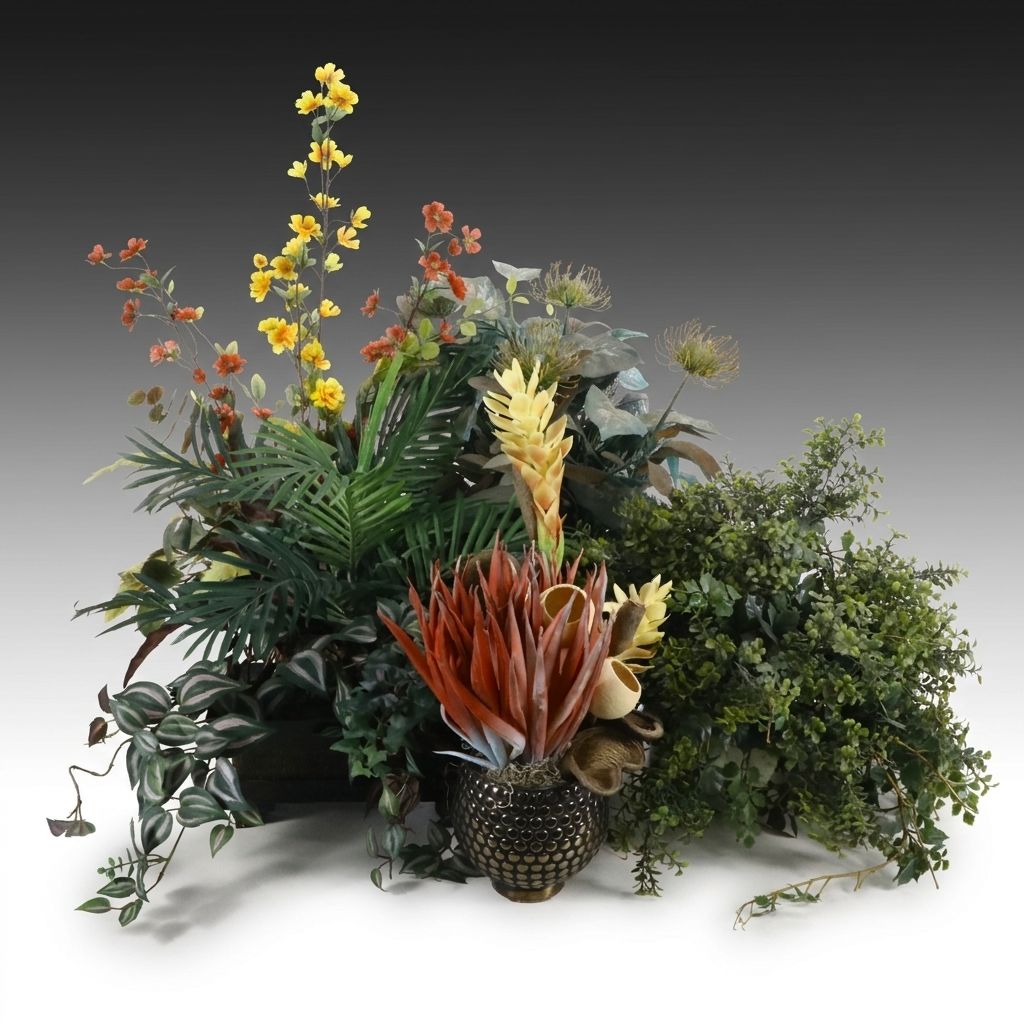 Artificial Eucalyptus, Pathos and More Flowers in Planters