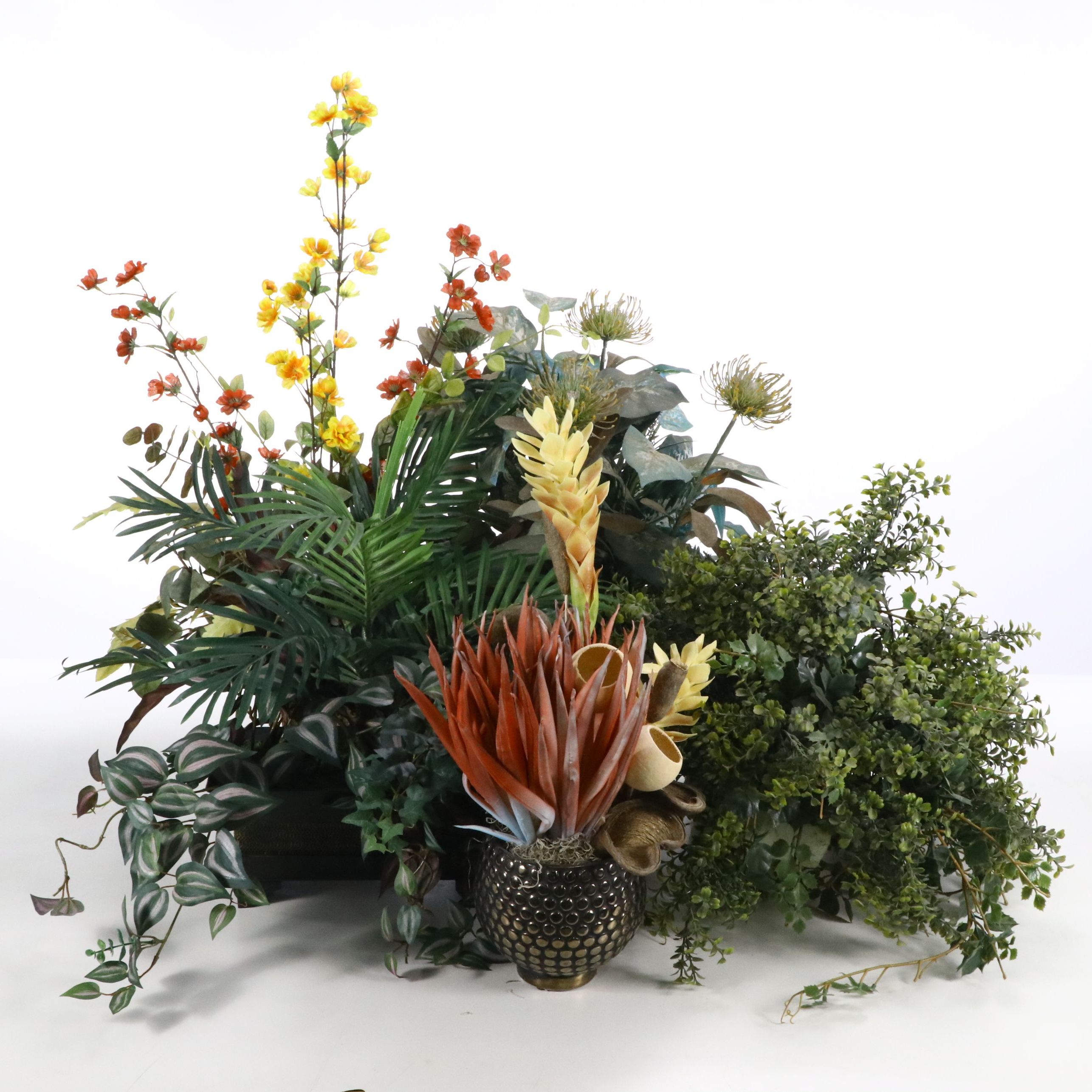 Artificial Eucalyptus, Pathos and More Flowers in Planters