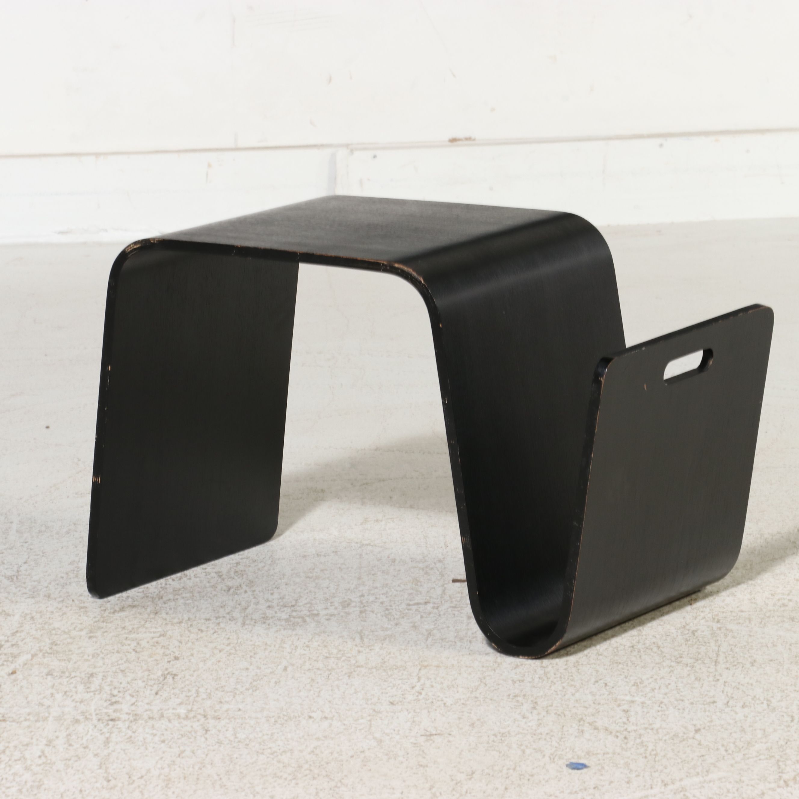 Scandinavian Minimalism "Mag Table" Bentwood Magazine Rack and Side Table