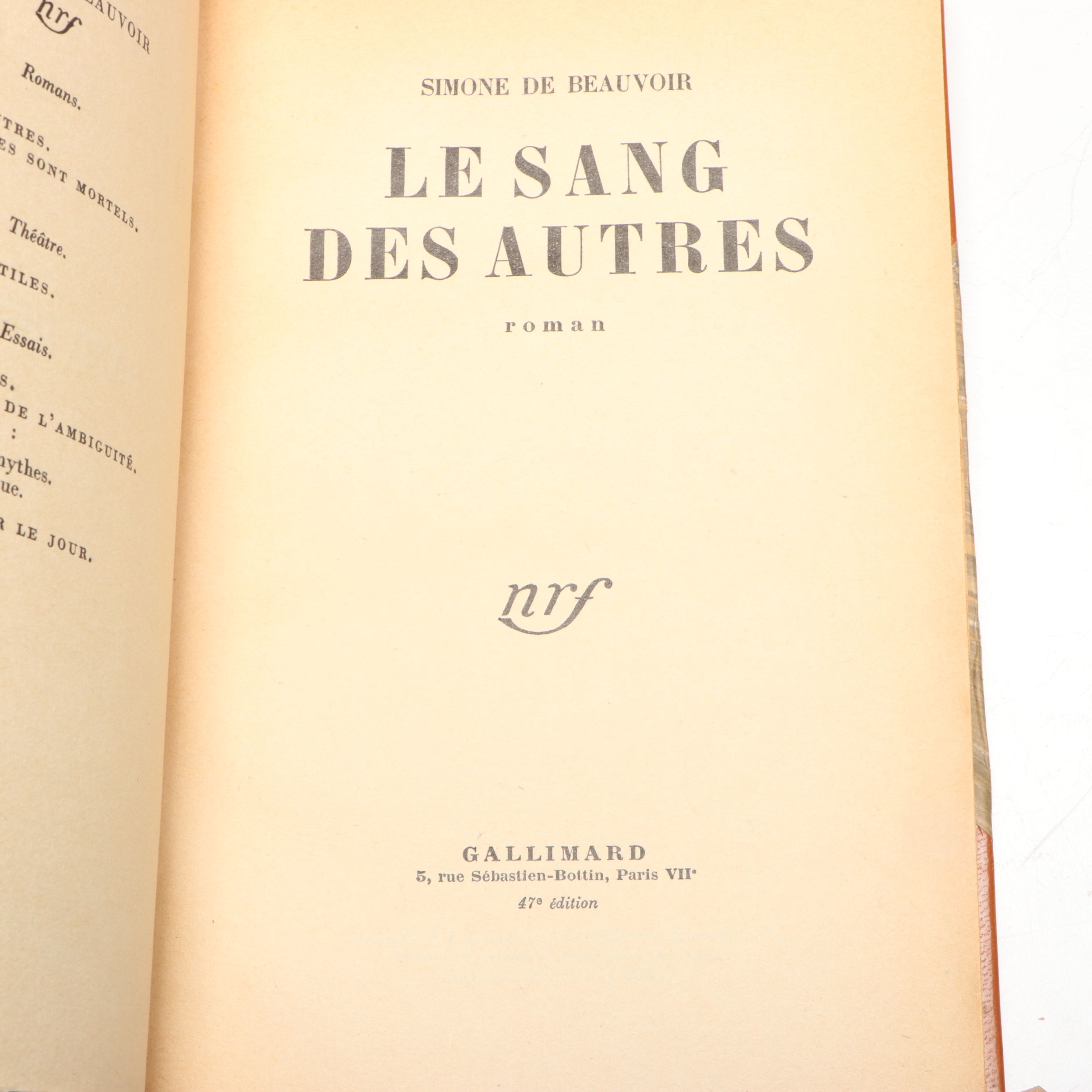 "Le Sang des autres" by Simone de Beauvoir and More Literary Classics