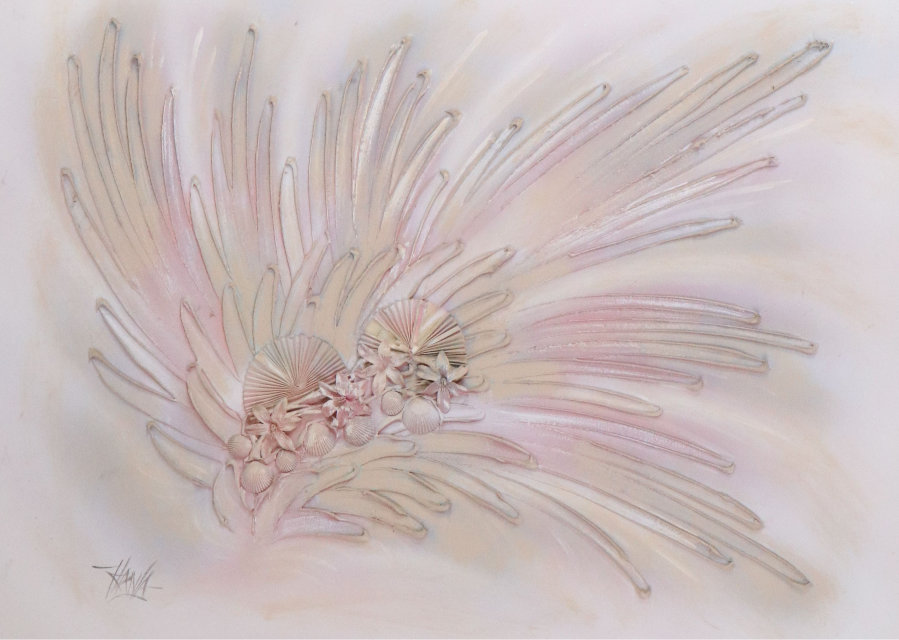 Dimensional Mixed Wall Art with Seashell Assemblage, Mid to Late 20th Century