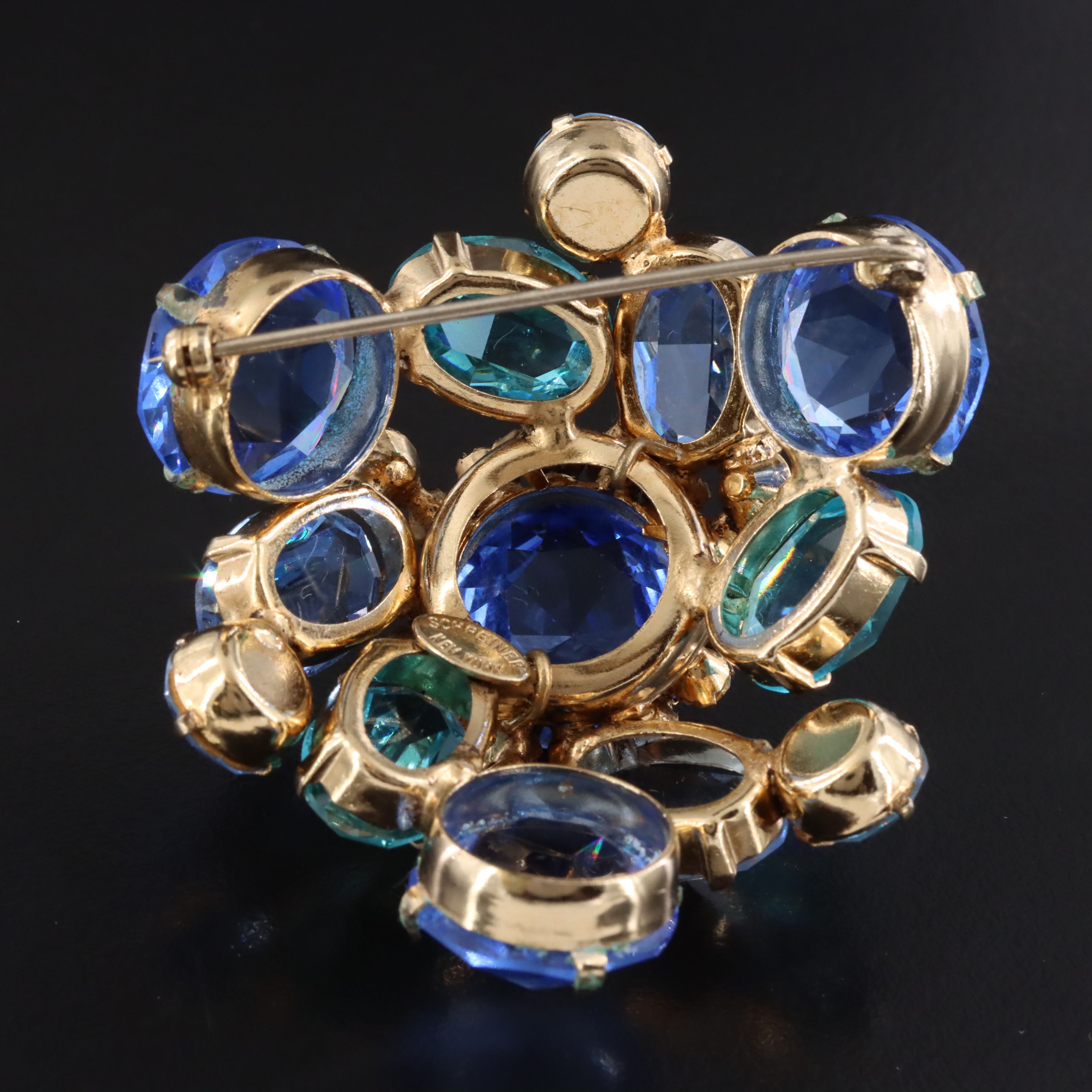 Schreiner Crystal Glass and Rhinestone Brooch, c. 1955