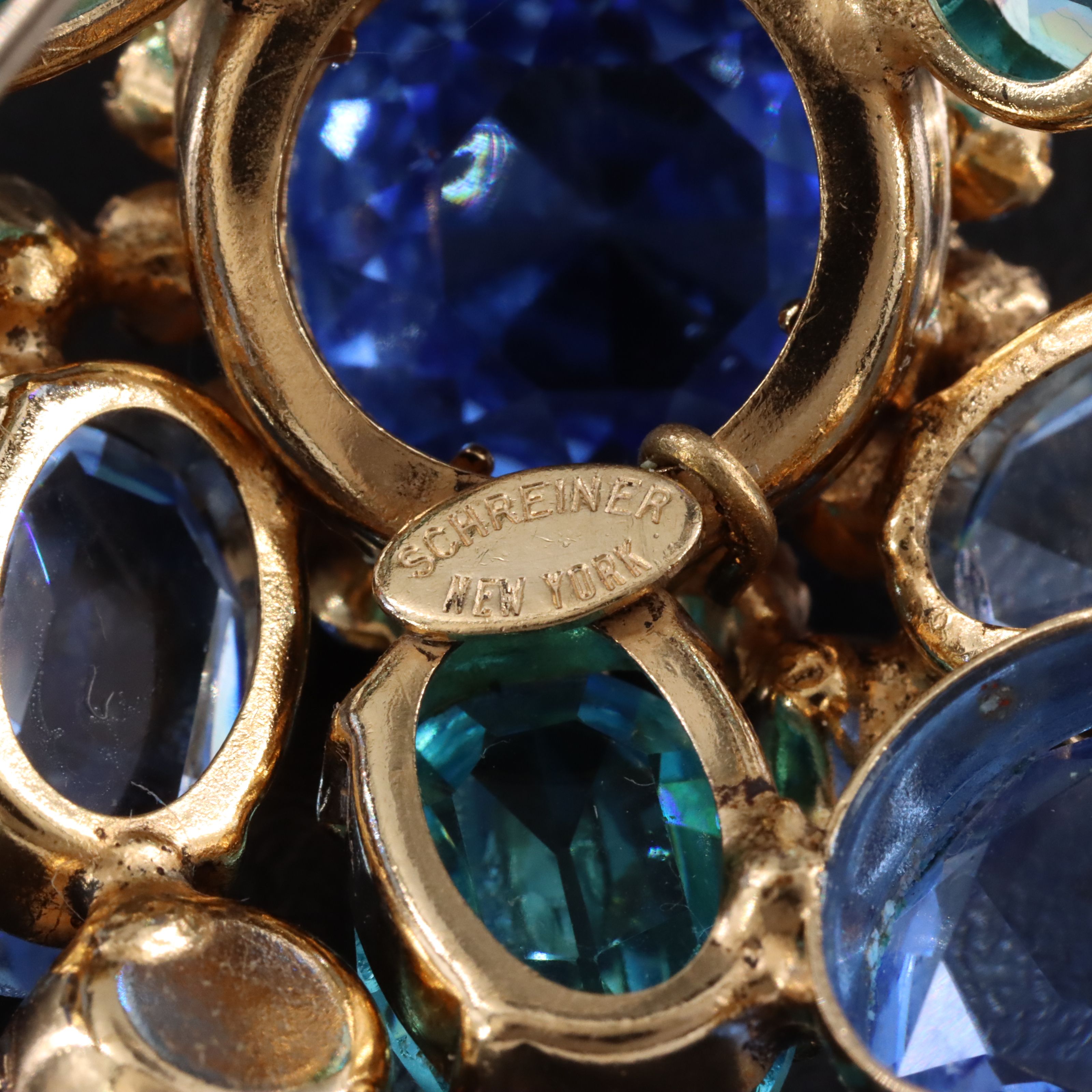 Schreiner Crystal Glass and Rhinestone Brooch, c. 1955