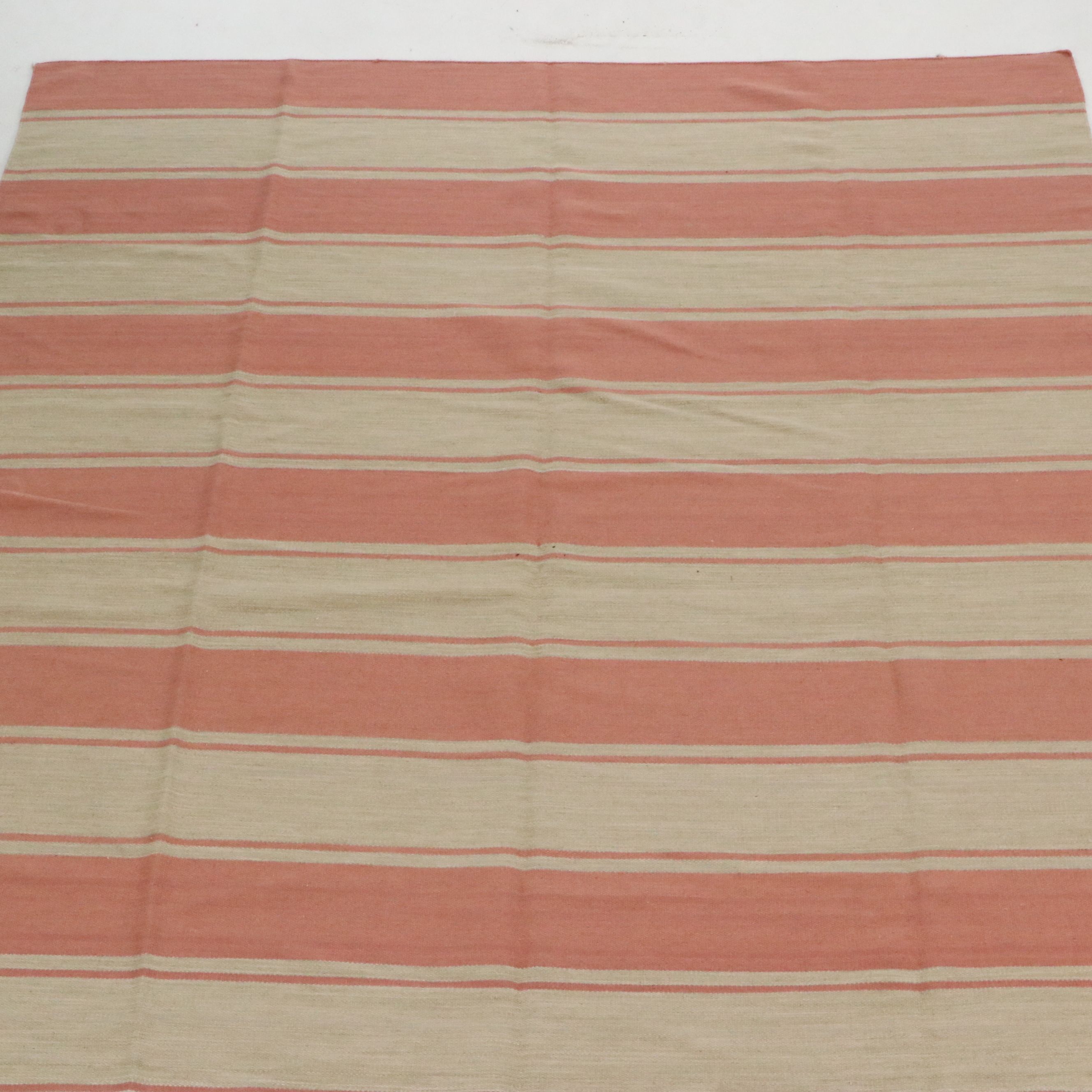 8'11 x 12'1 Handwoven Ballard Designs "Sumera" Coral Striped Room-Sized Rug