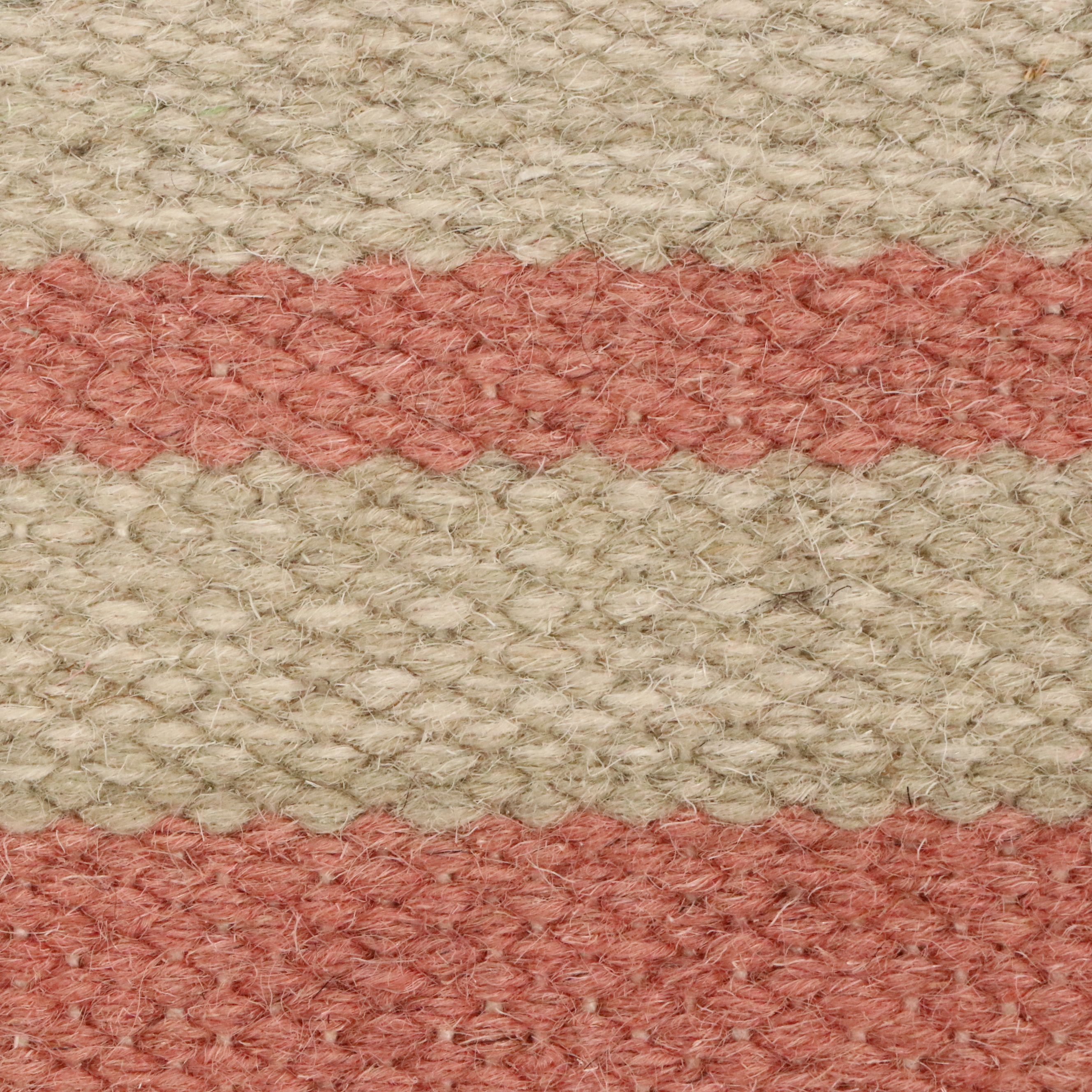 8'11 x 12'1 Handwoven Ballard Designs "Sumera" Coral Striped Room-Sized Rug
