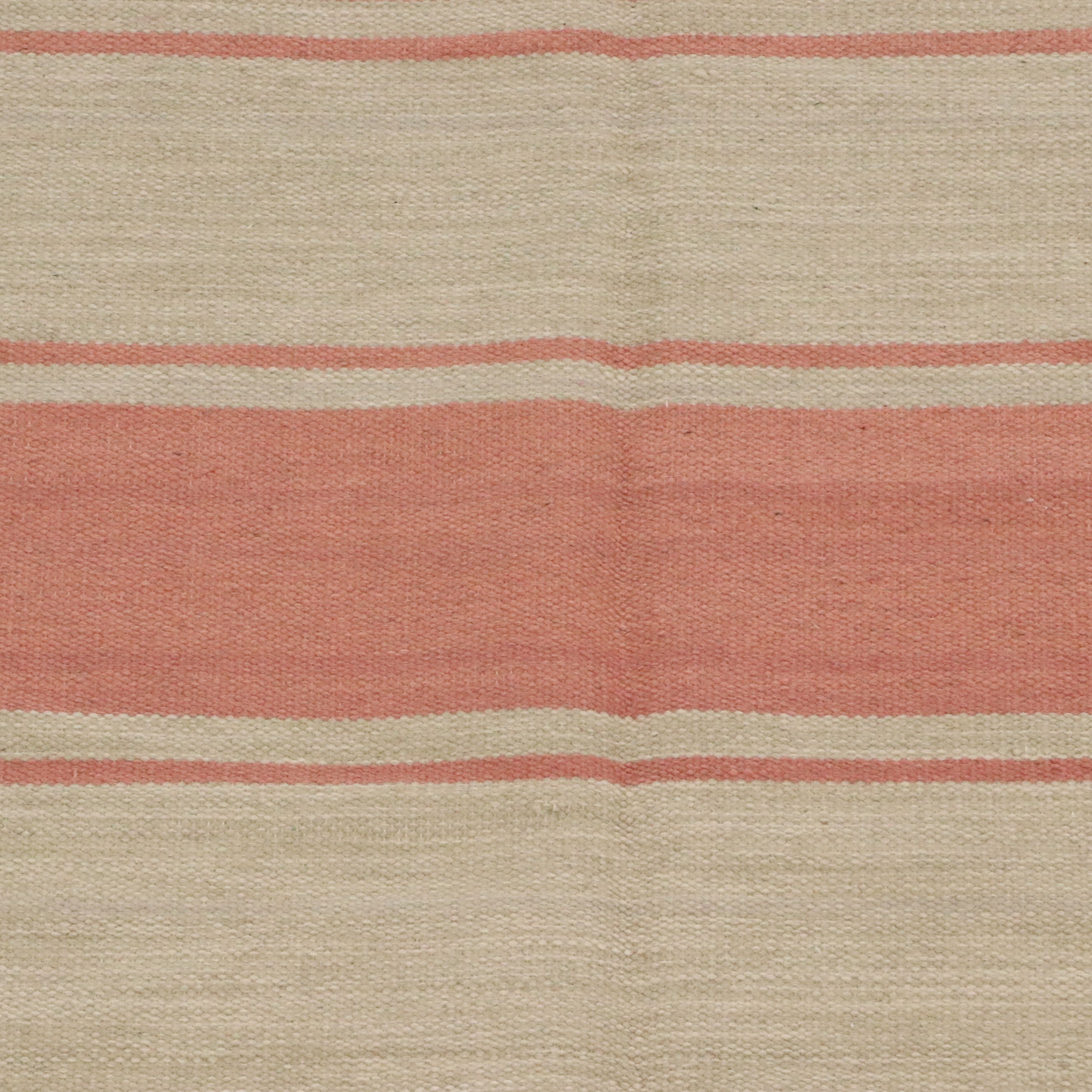 8'11 x 12'1 Handwoven Ballard Designs "Sumera" Coral Striped Room-Sized Rug