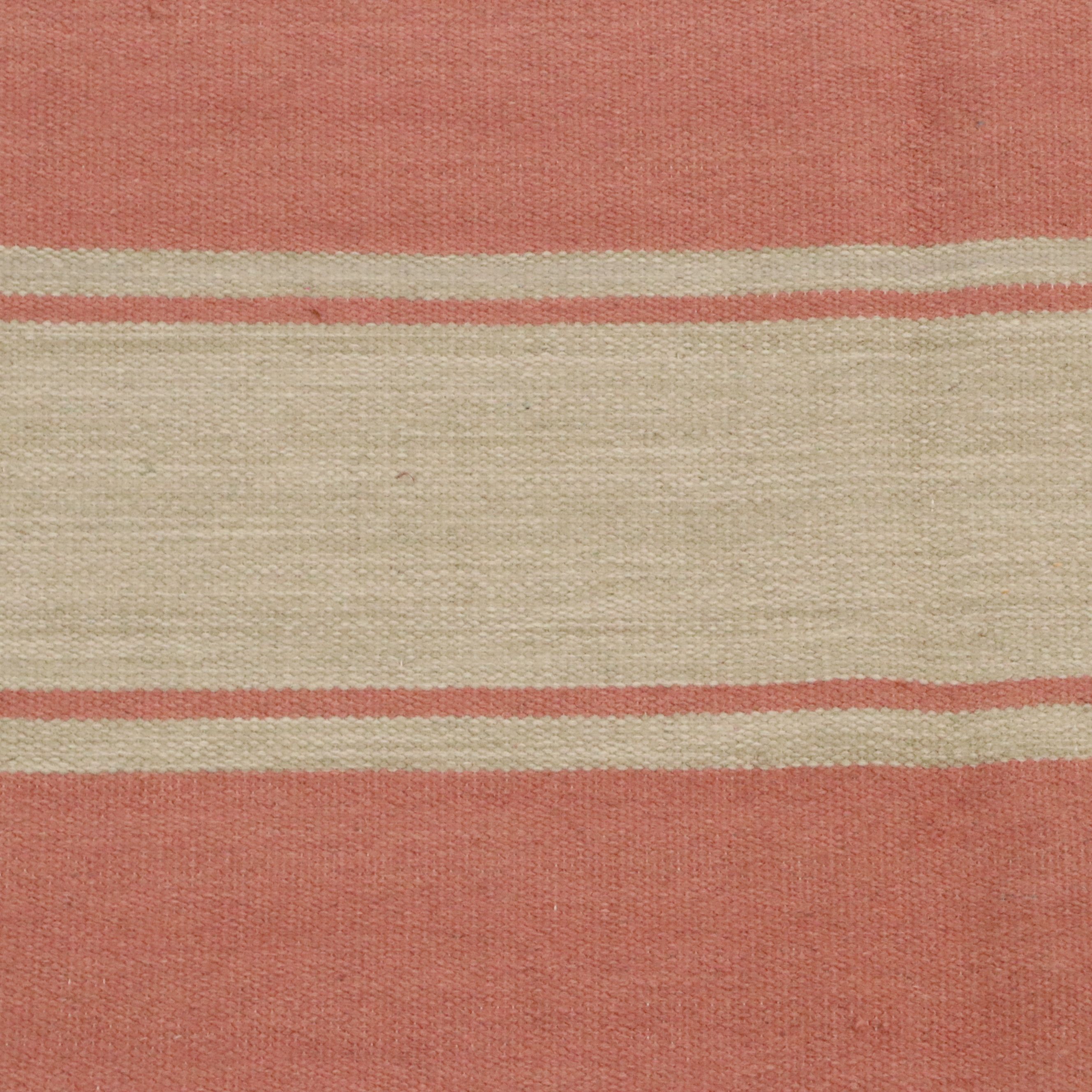 8'11 x 12'1 Handwoven Ballard Designs "Sumera" Coral Striped Room-Sized Rug