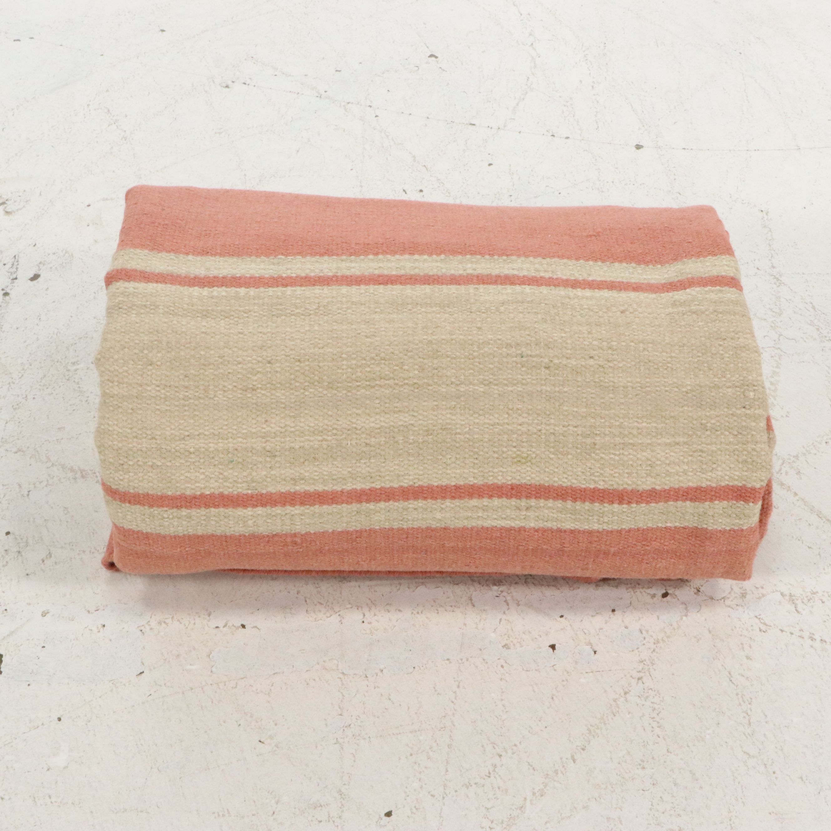 8'11 x 12'1 Handwoven Ballard Designs "Sumera" Coral Striped Room-Sized Rug