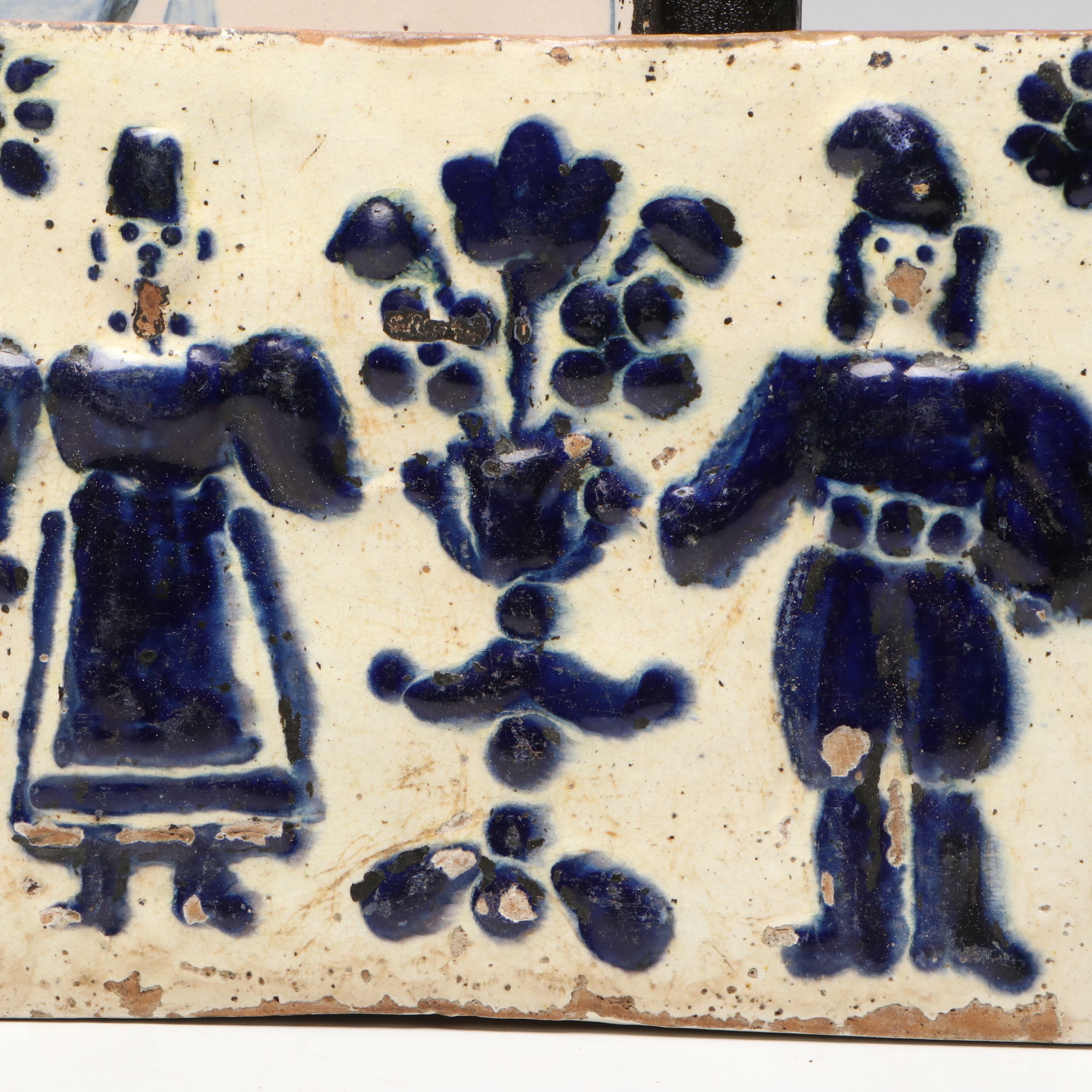 Decorative Blue on White Tiles