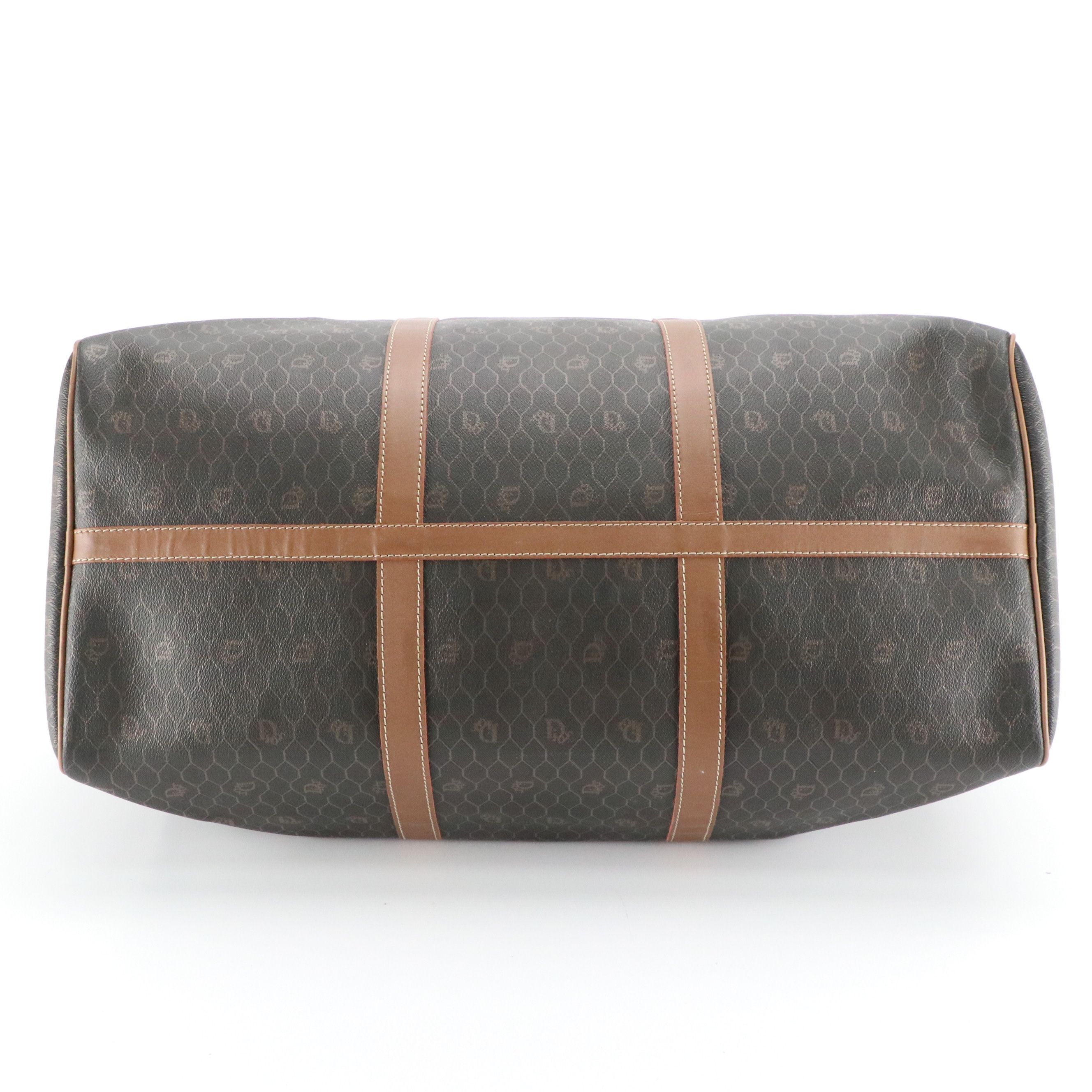 Christian Dior Travel Duffel Bag in Honeycomb Coated Canvas and Leather Trim