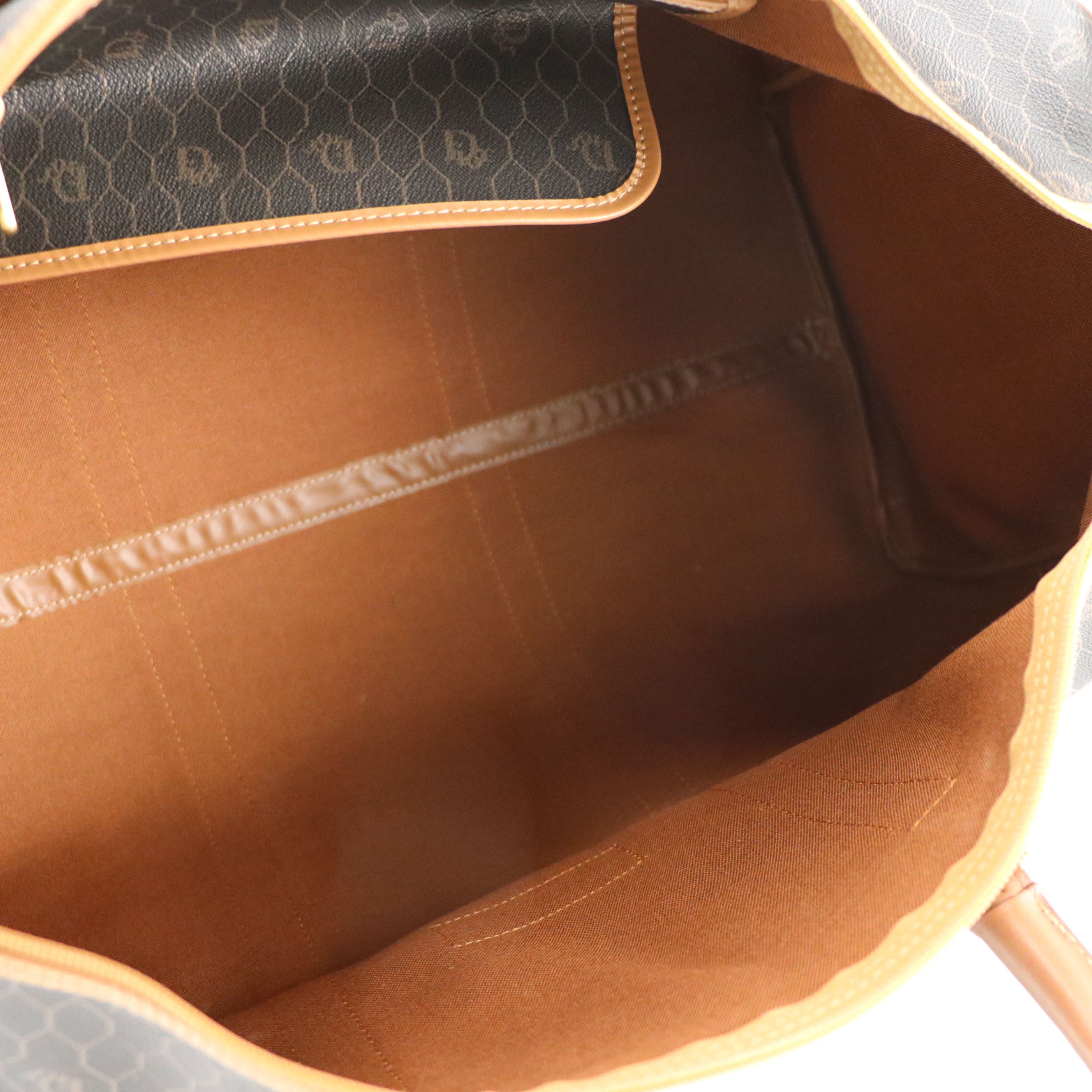 Christian Dior Travel Duffel Bag in Honeycomb Coated Canvas and Leather Trim