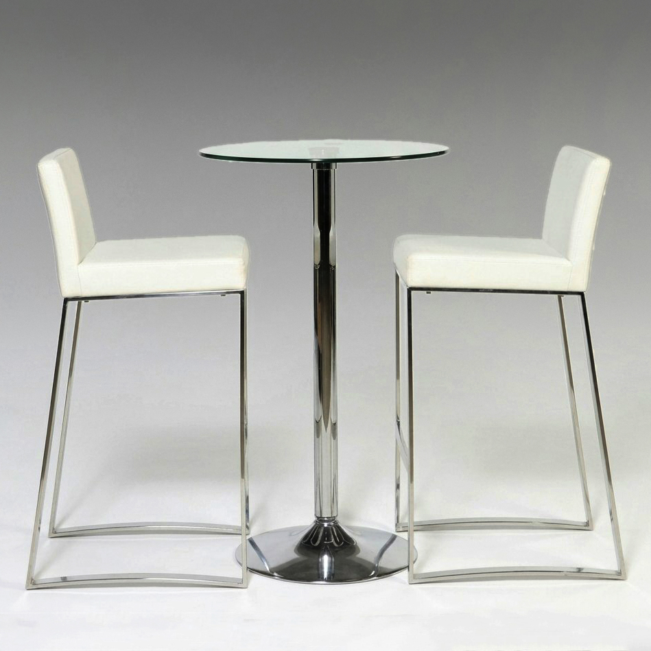 Three-Piece Contemporary Chrome and Glass Bistro Set