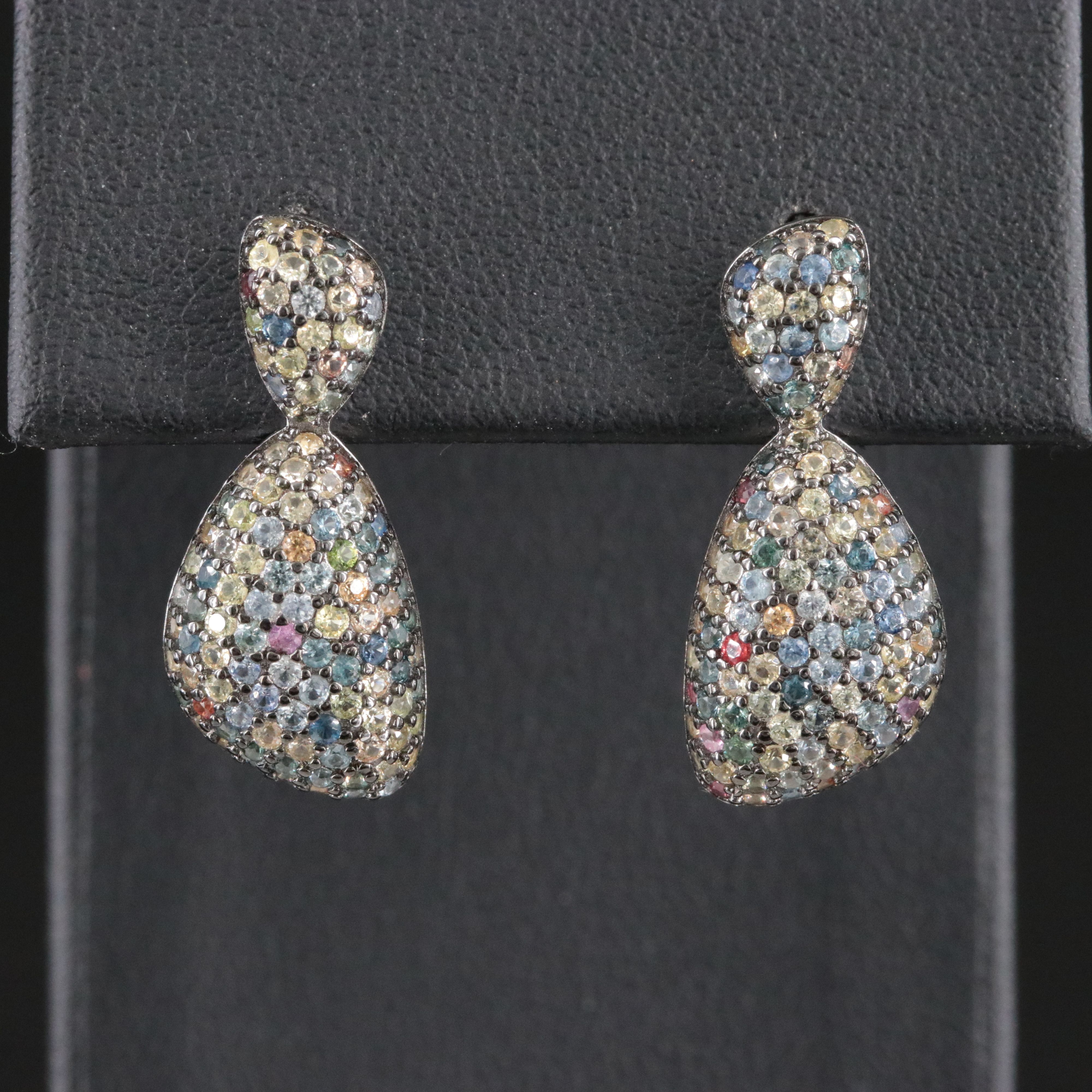 Sterling Silver Multicolored Sapphire Earrings