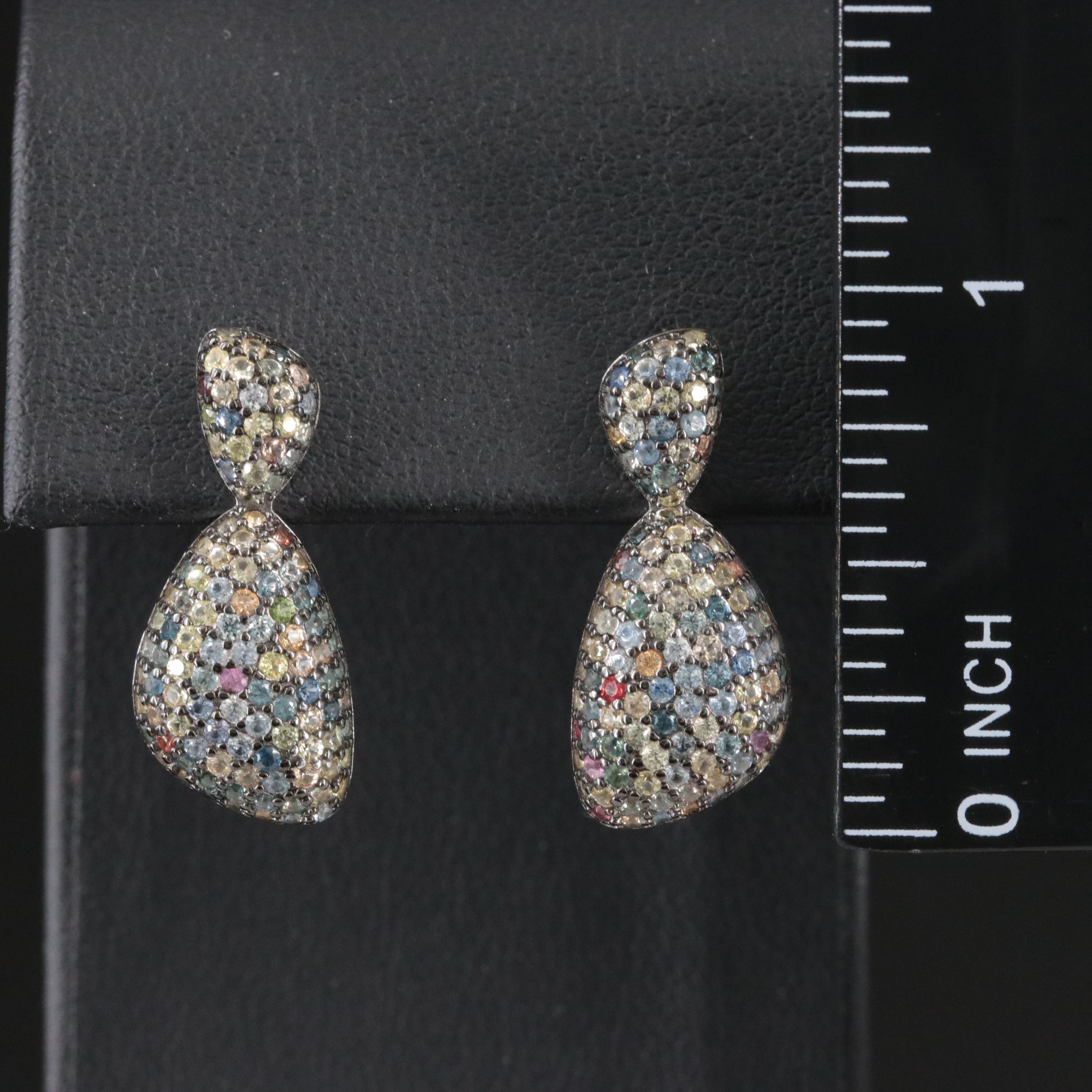 Sterling Silver Multicolored Sapphire Earrings