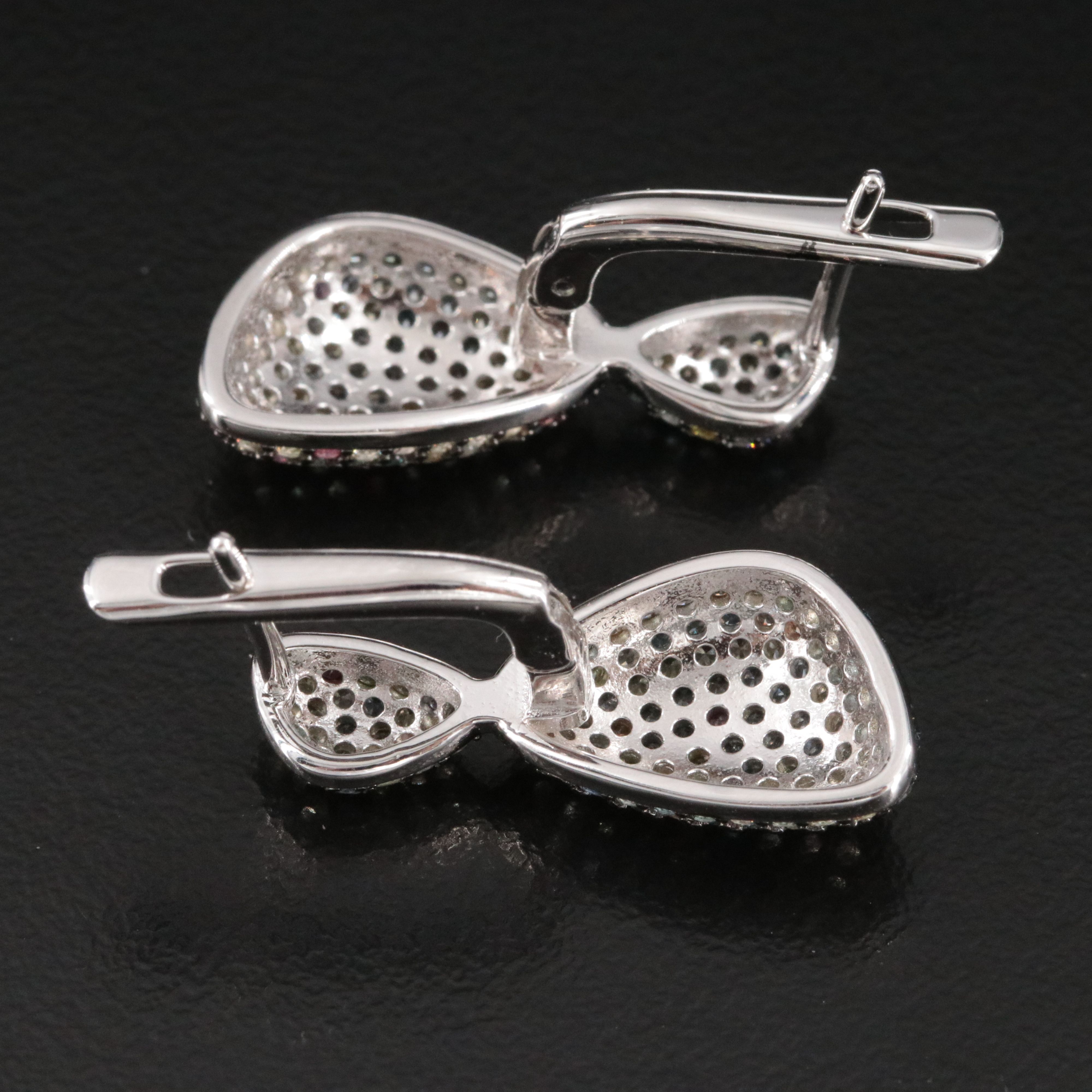 Sterling Silver Multicolored Sapphire Earrings