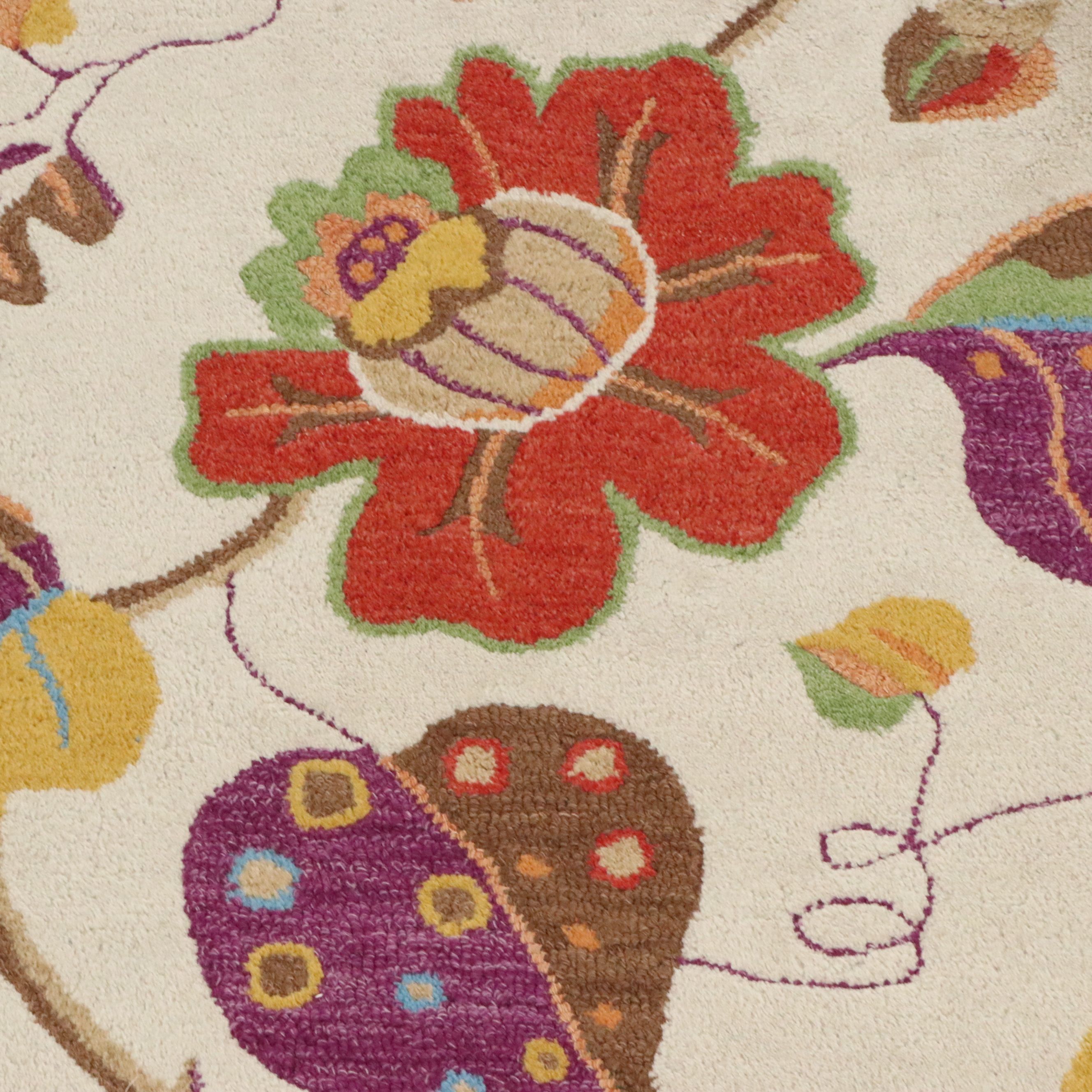 4'11 x 7'3 Mixed Process ARIS Indian Jacobean Floral Area Rug