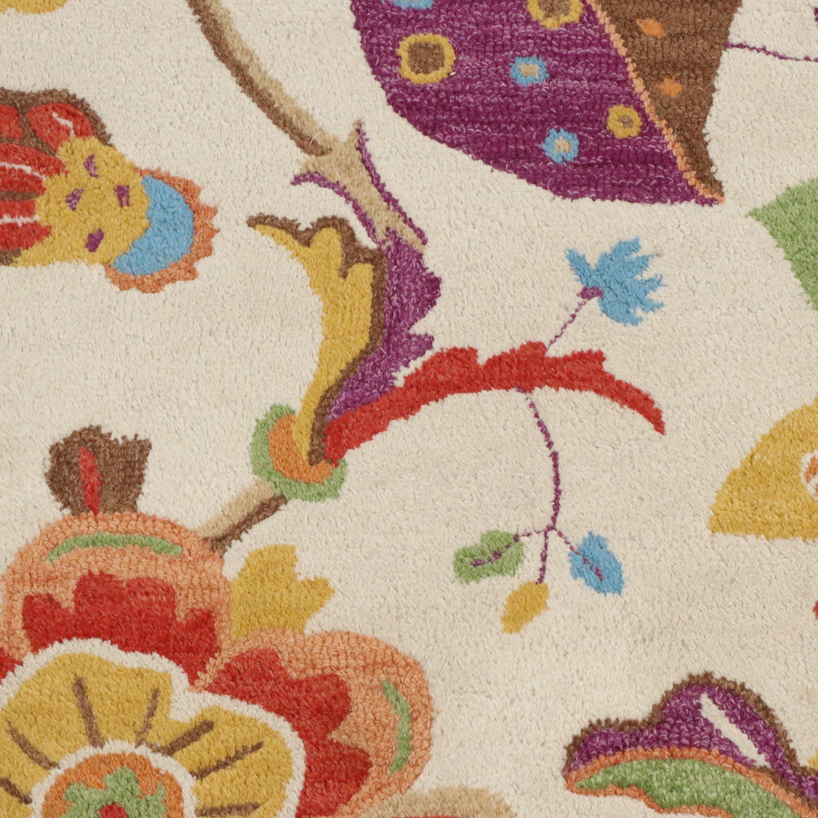 4'11 x 7'3 Mixed Process ARIS Indian Jacobean Floral Area Rug