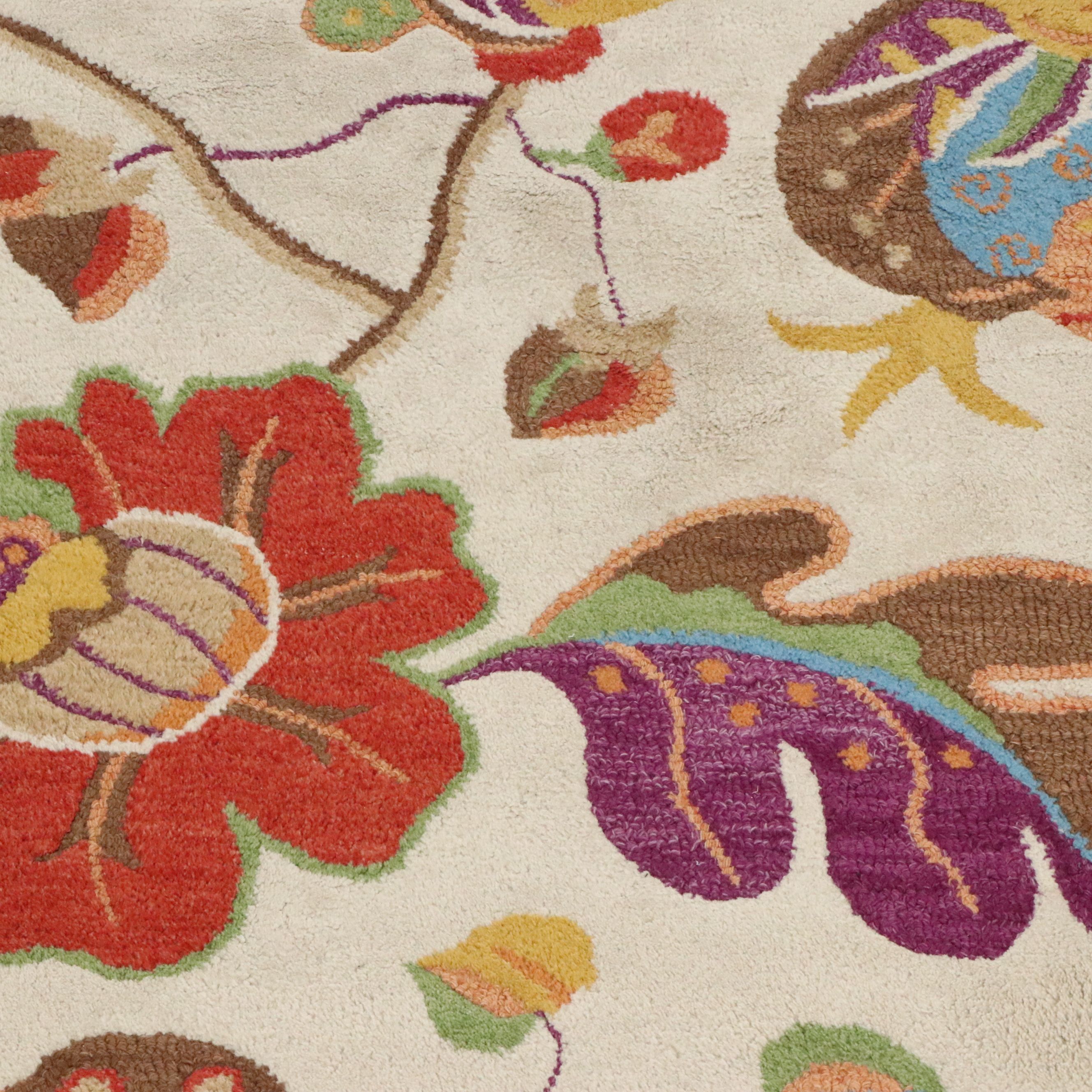 4'11 x 7'3 Mixed Process ARIS Indian Jacobean Floral Area Rug