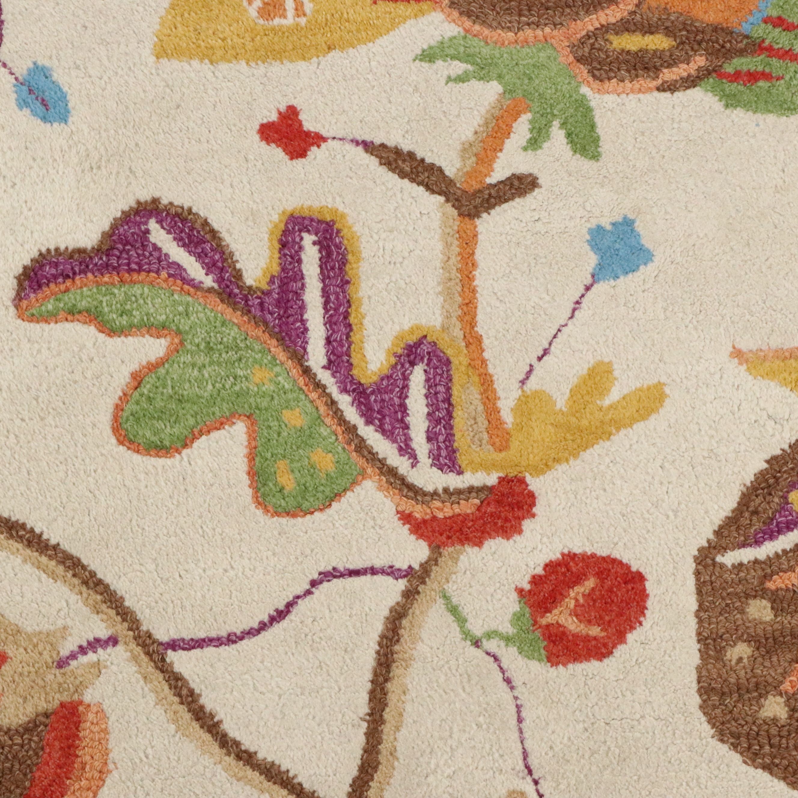 4'11 x 7'3 Mixed Process ARIS Indian Jacobean Floral Area Rug