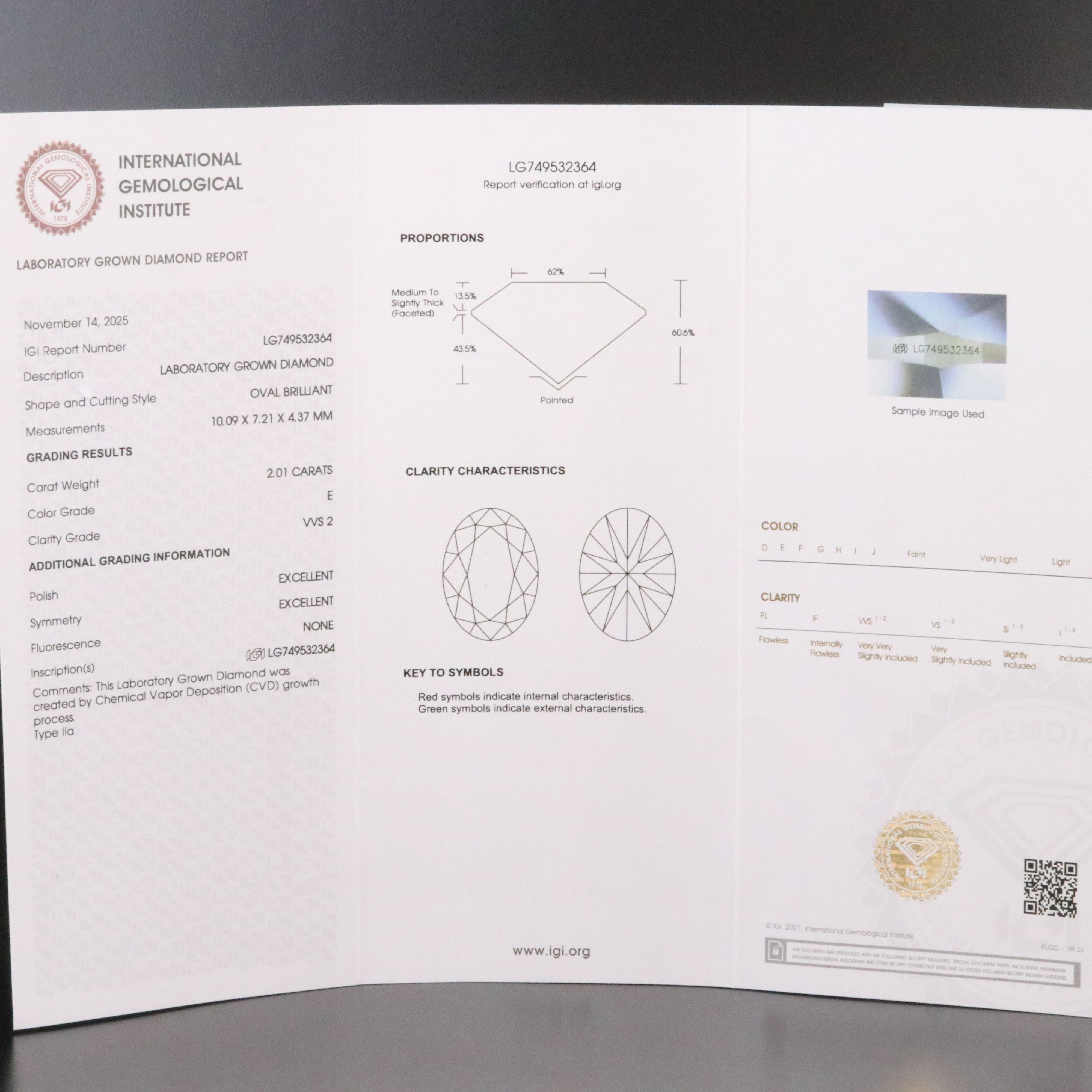 14K 2.01 CT Lab Grown Diamond Ring with IGI Report