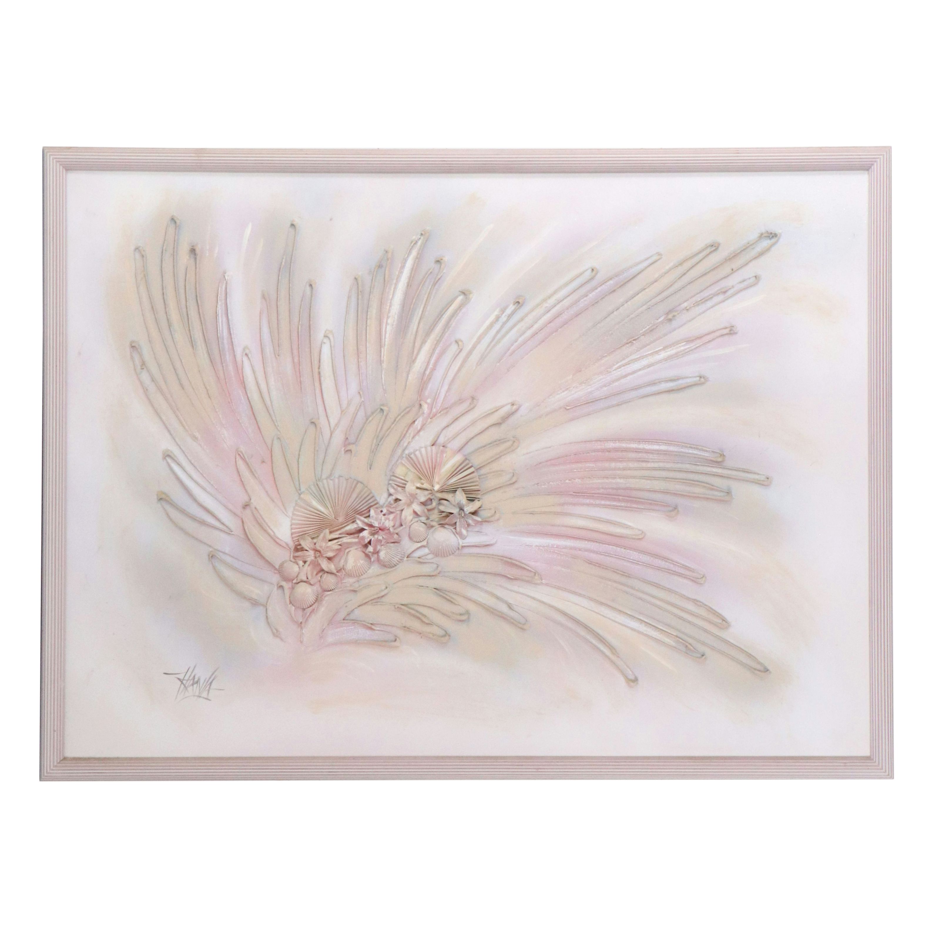 Dimensional Mixed Wall Art with Seashell Assemblage, Mid to Late 20th Century