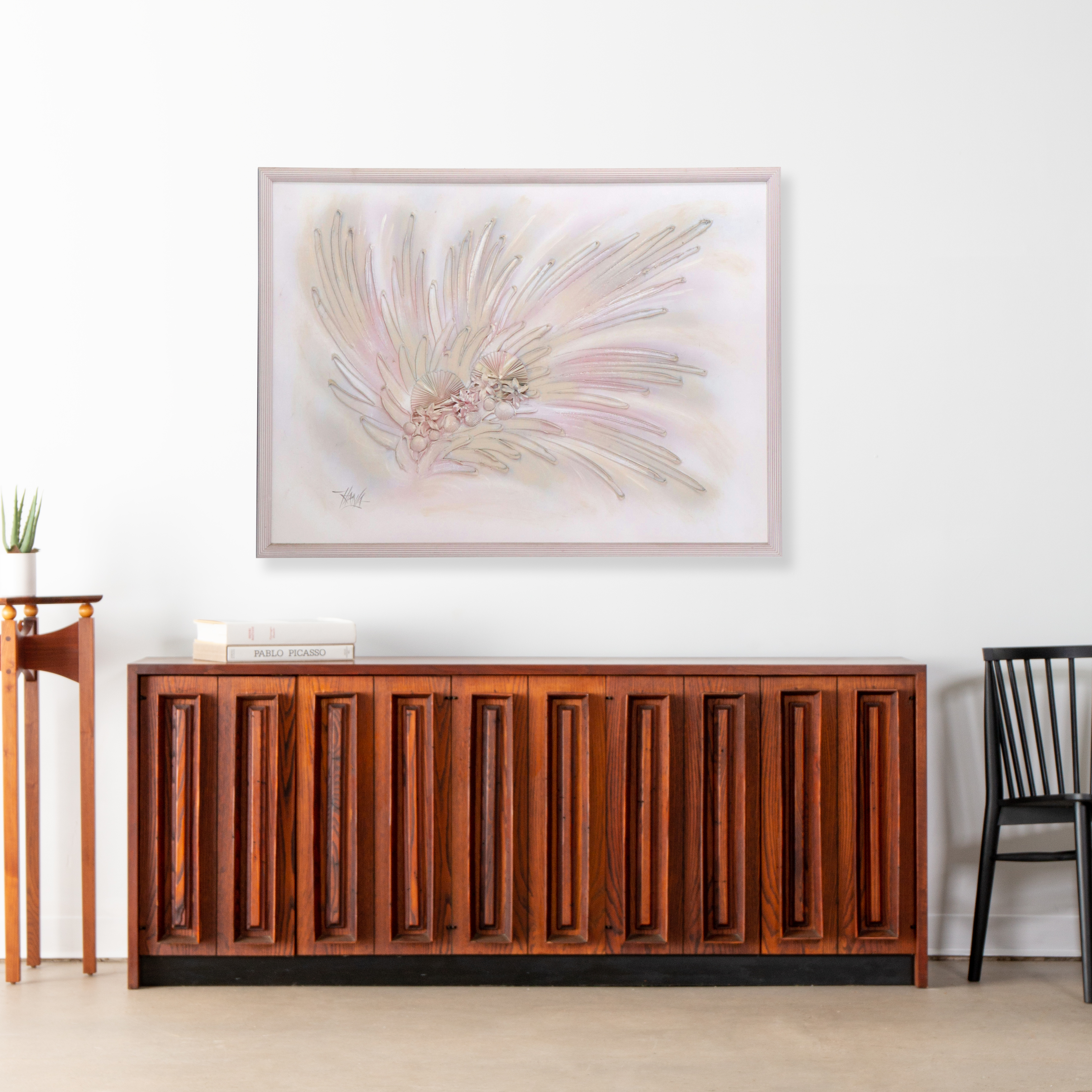 Dimensional Mixed Wall Art with Seashell Assemblage, Mid to Late 20th Century