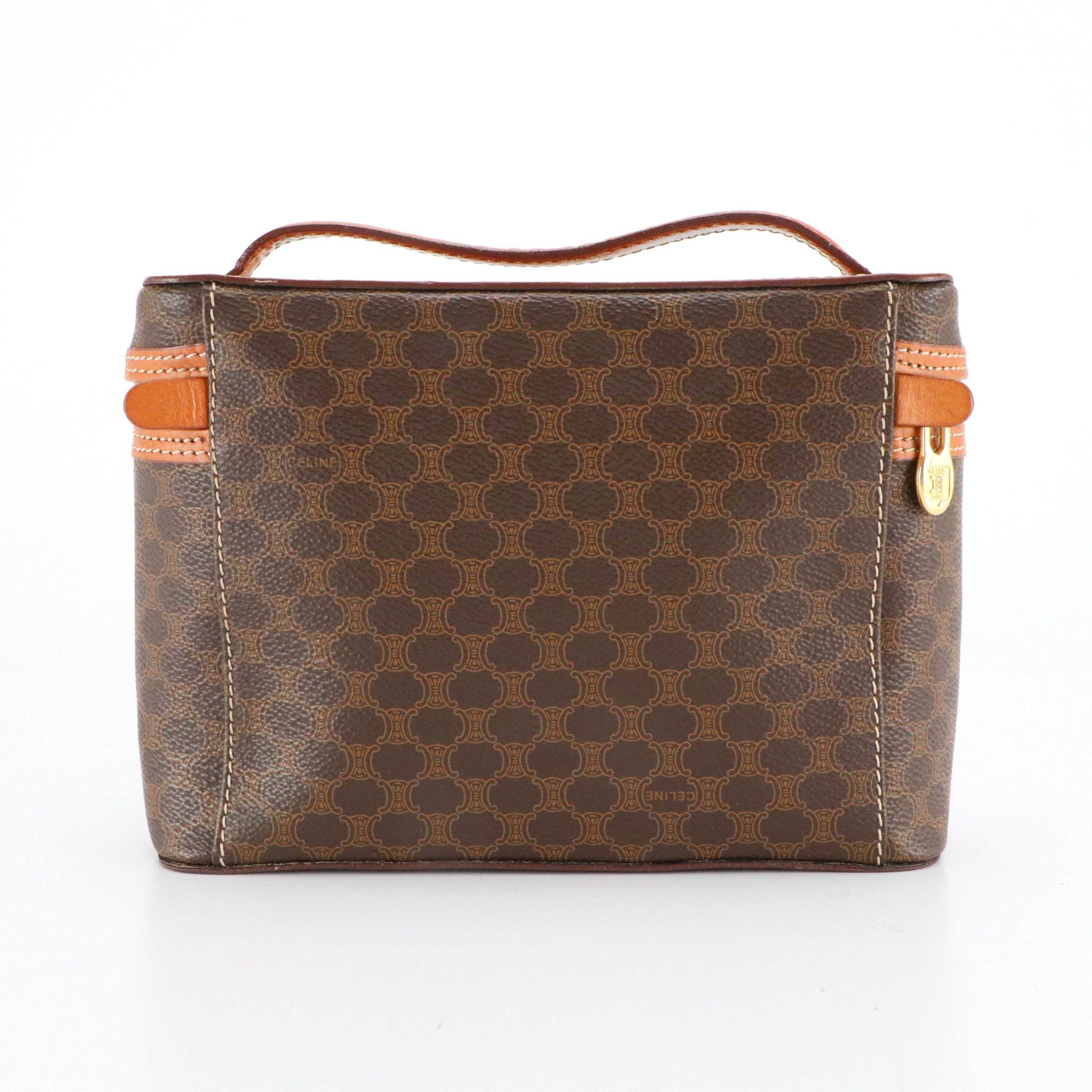 Celine Vanity Bag in Macadam Canvas and Leather