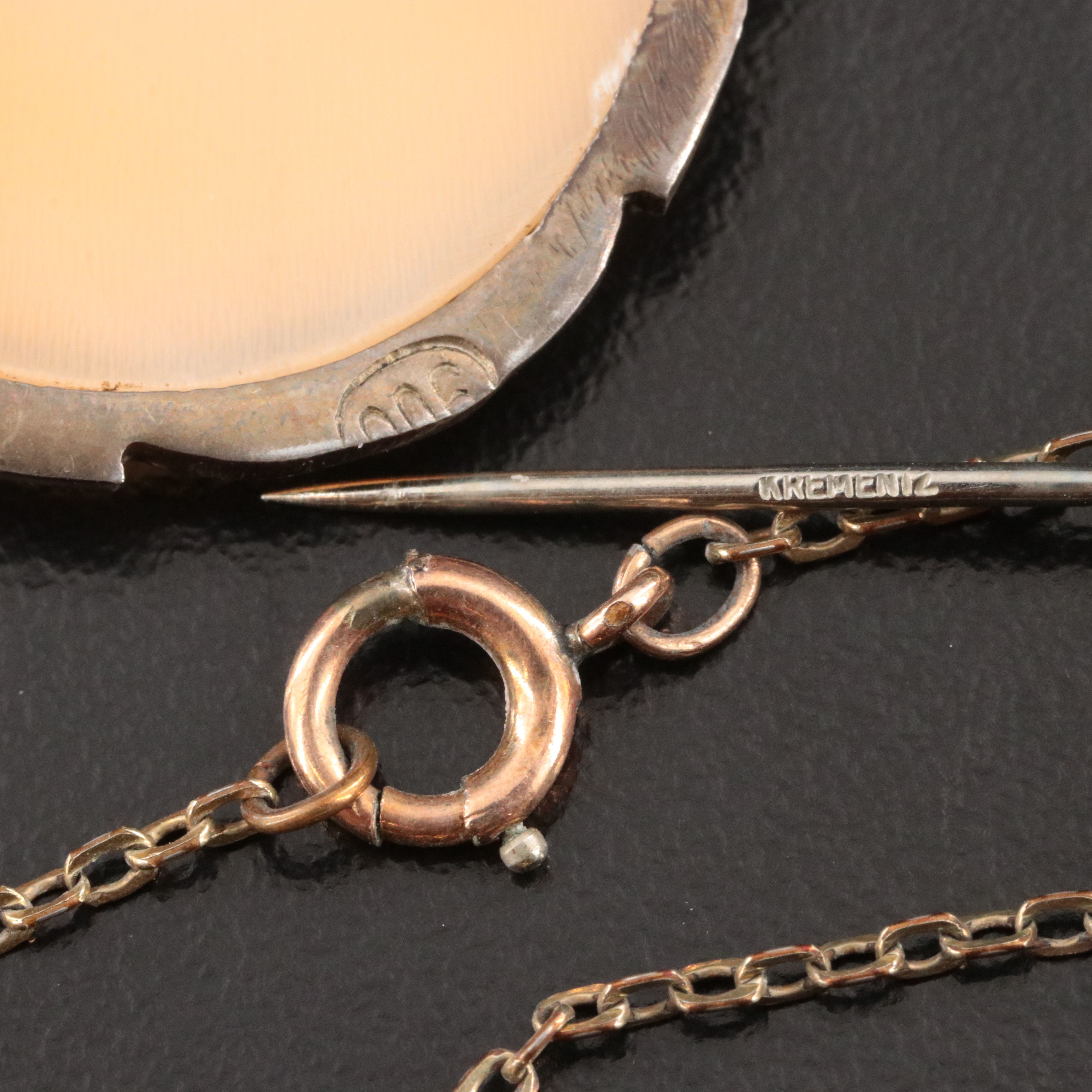 Shell Cameo Collection Including Krementz, Signed and 900 Silver