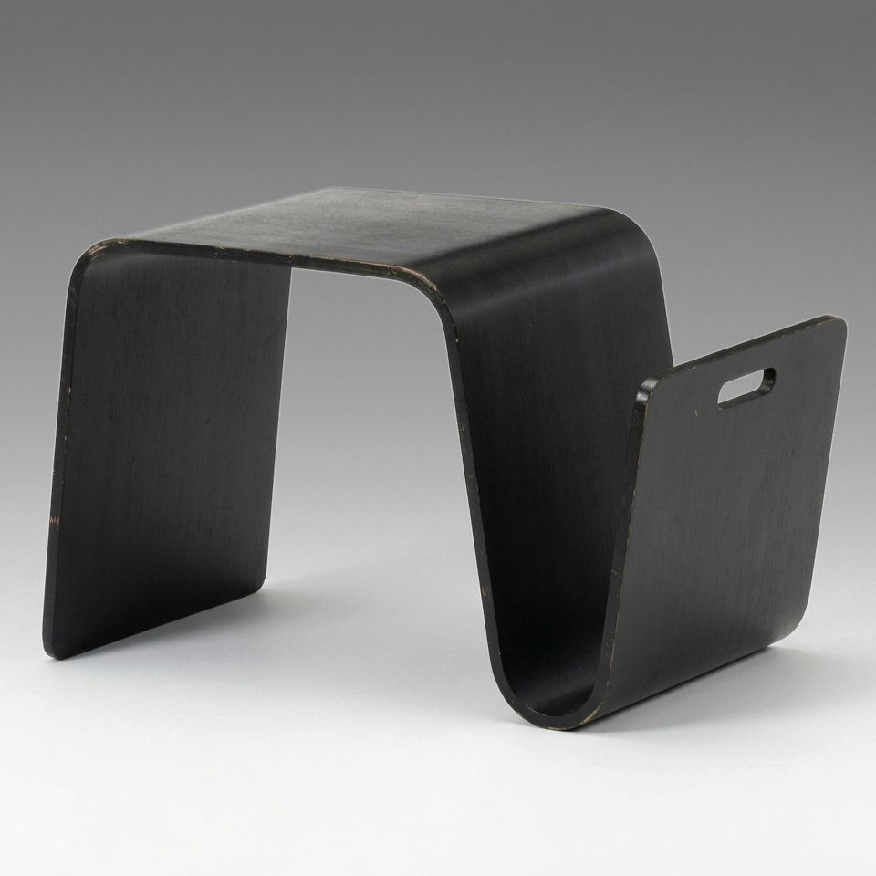 Scandinavian Minimalism "Mag Table" Bentwood Magazine Rack and Side Table