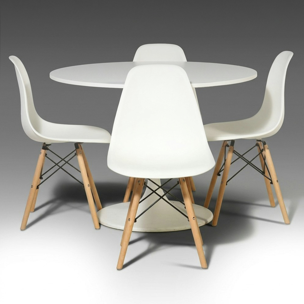 Five-Piece Mid Century Modern Style Dining Set with Tulip Table