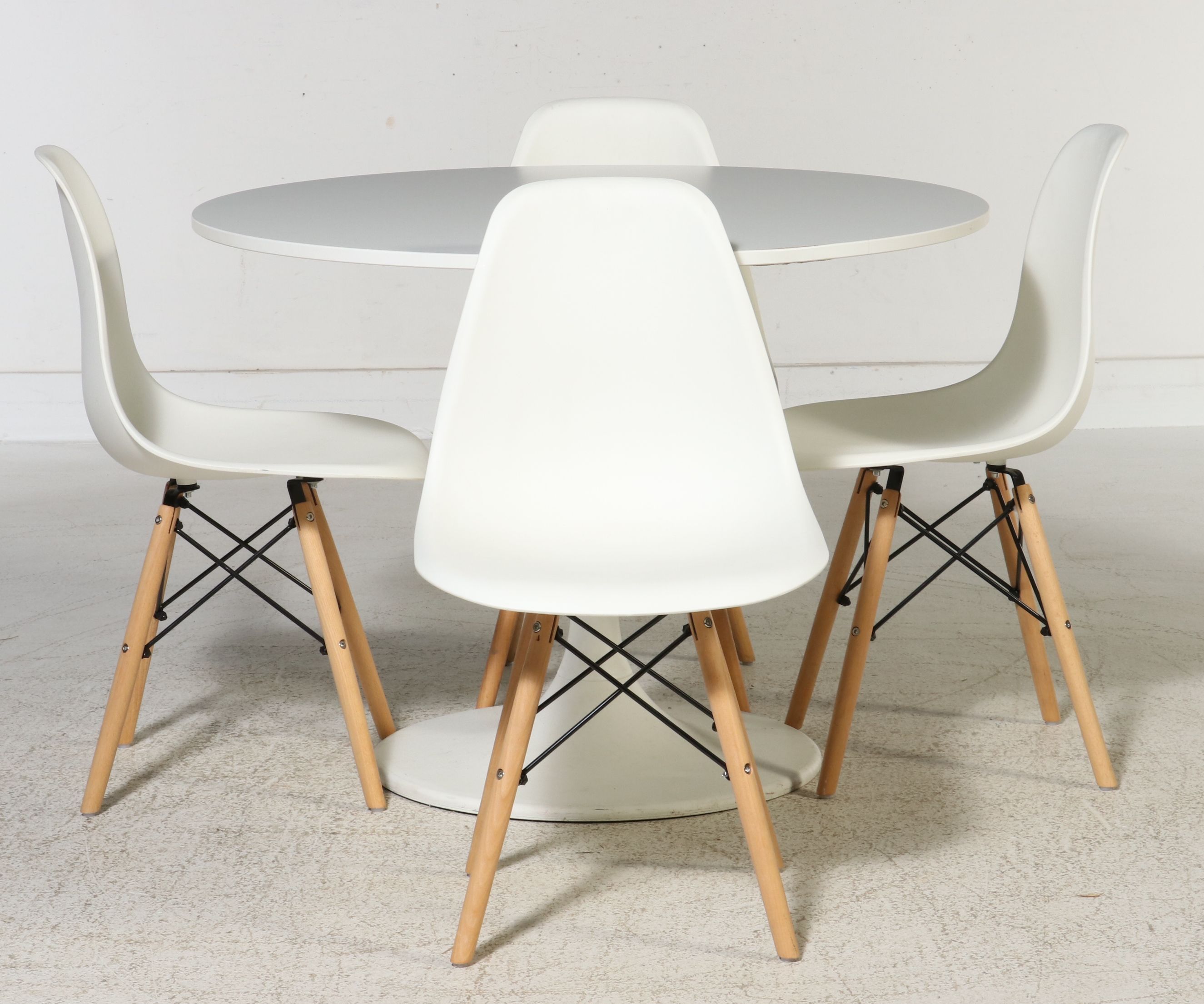 Five-Piece Mid Century Modern Style Dining Set with Tulip Table