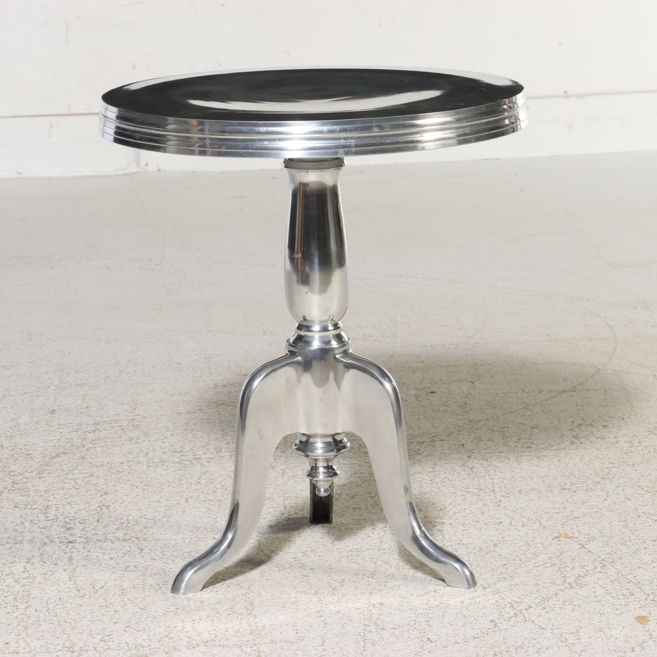 Contemporary Cast Aluminum Pedestal Drink Table