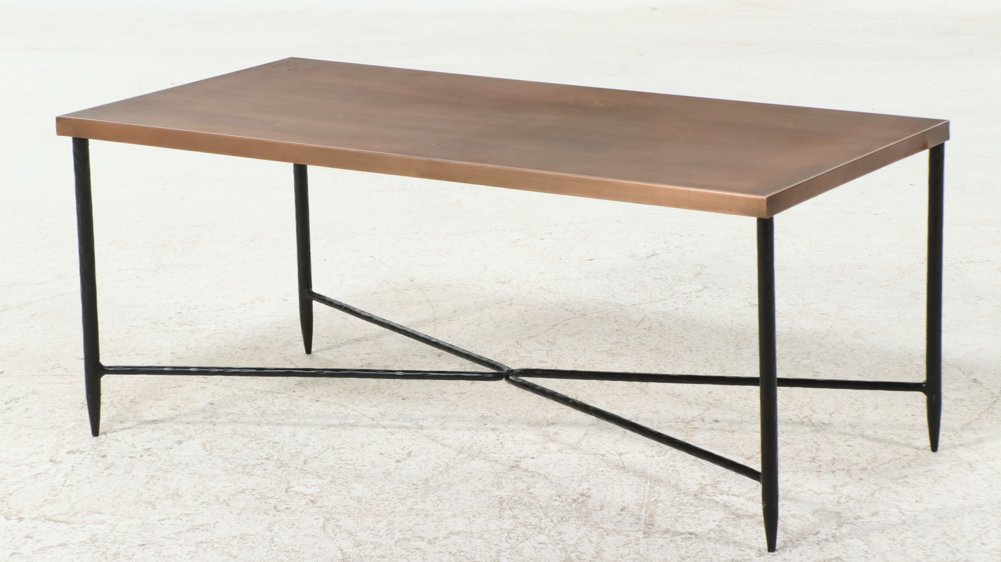 Industrial Modern Iron and Bronzed Finish Metal Coffee Table