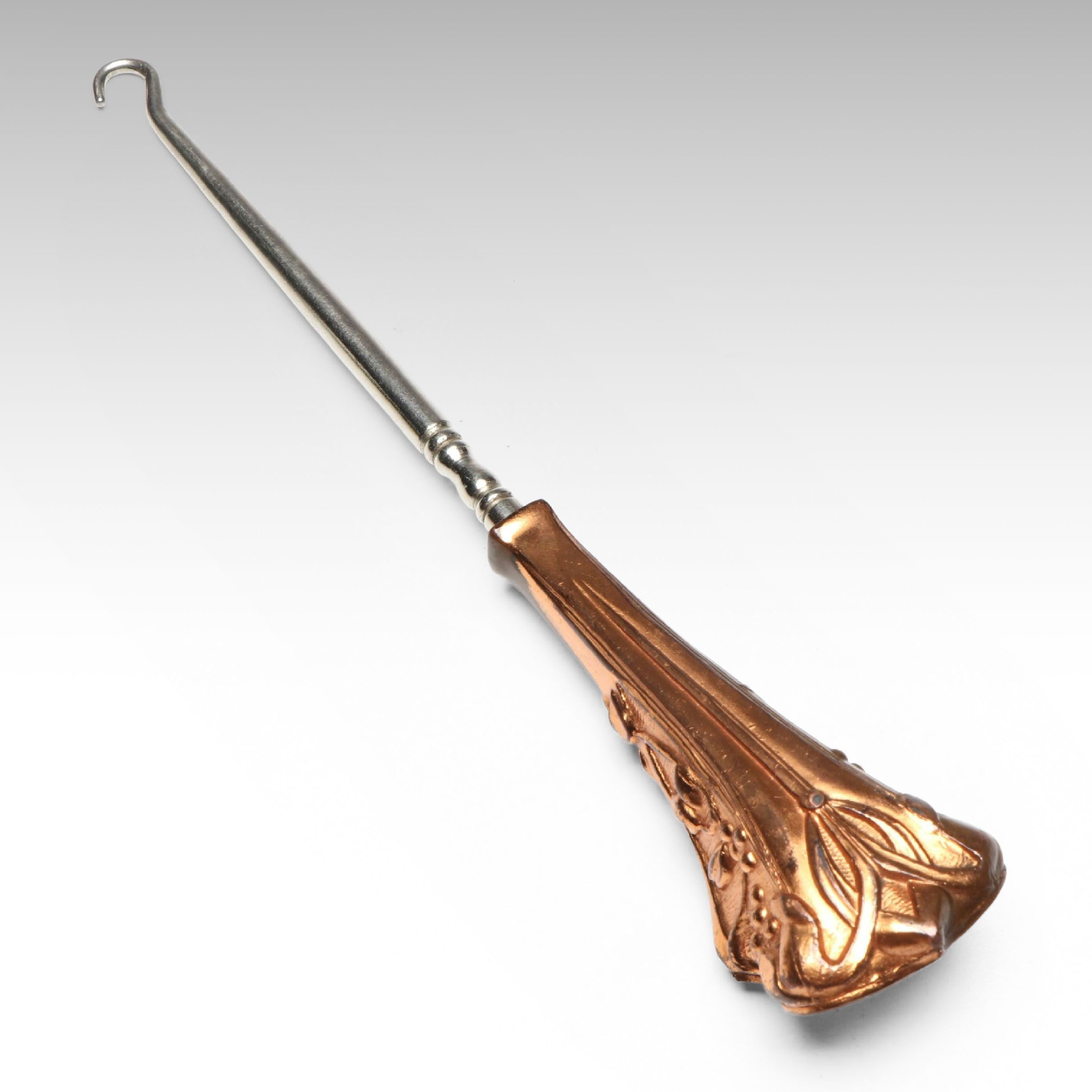 Art Nouveau Butte, Montana Original Mine Copper Handle Buttonhook, Antique