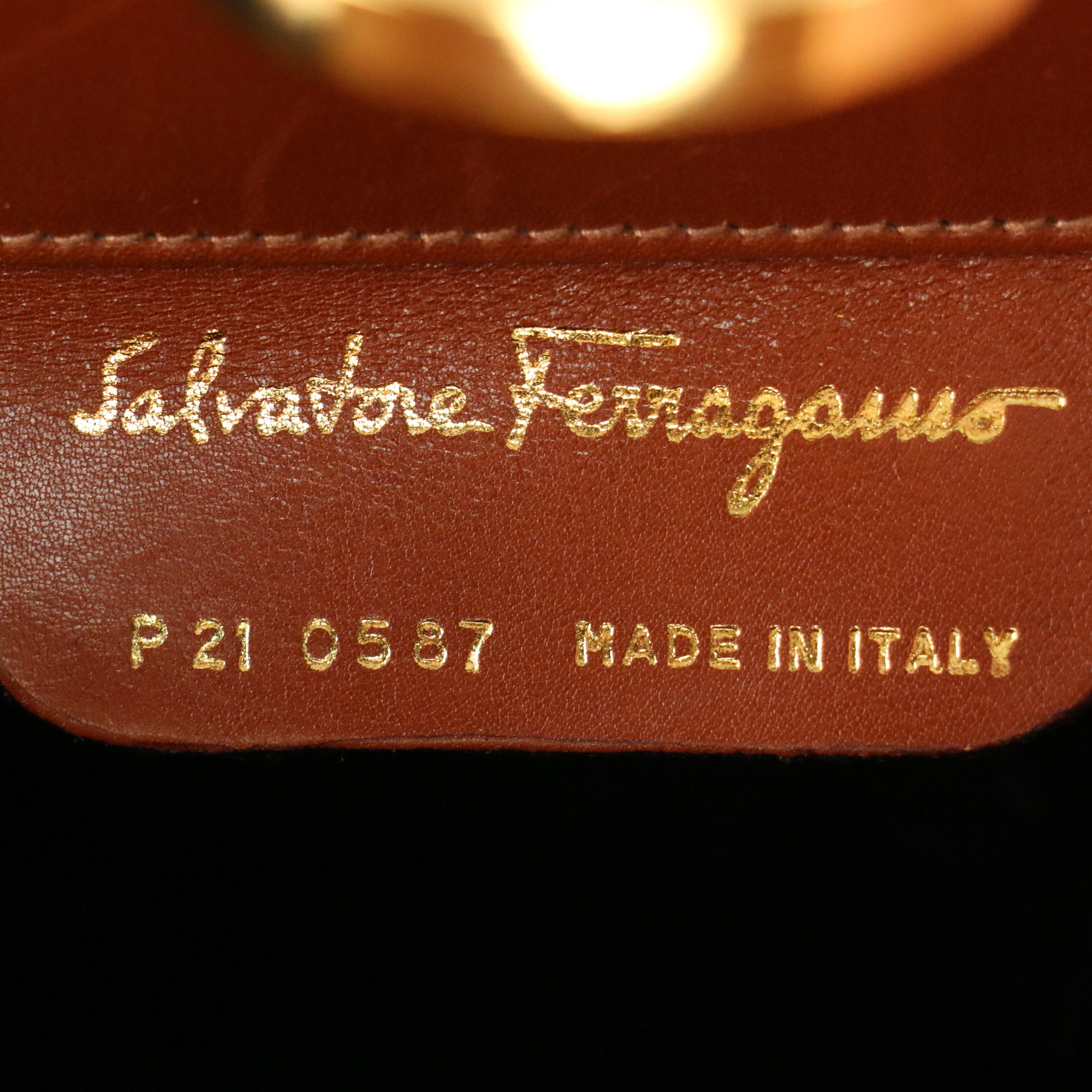 Ferragamo Gancini Clasp Chain Two Way Bag in Lizard Embossed Patent Leather