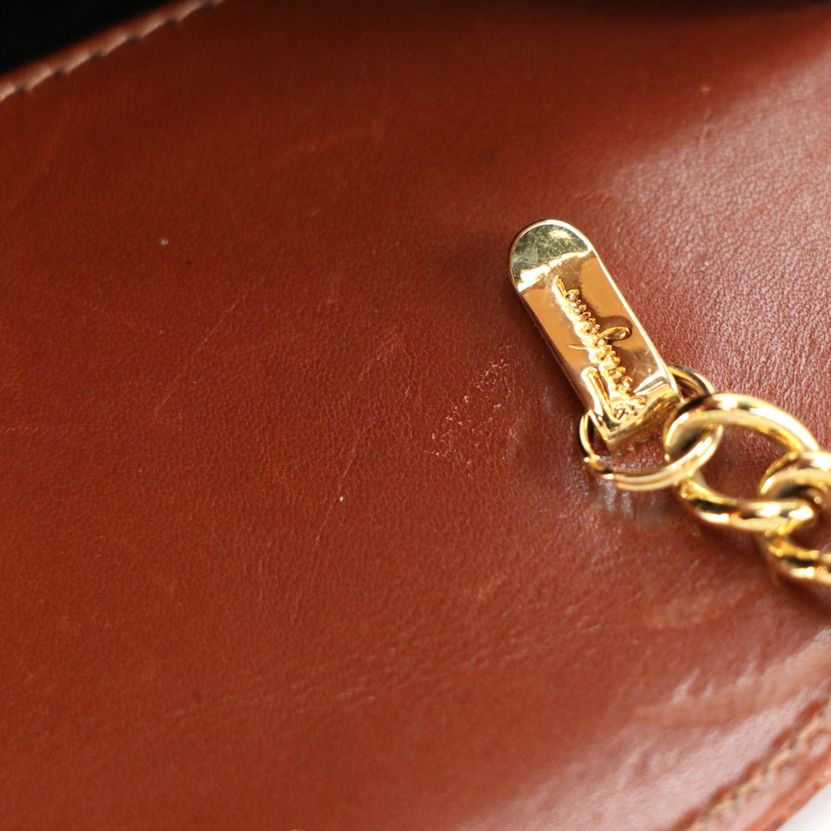 Ferragamo Gancini Clasp Chain Two Way Bag in Lizard Embossed Patent Leather