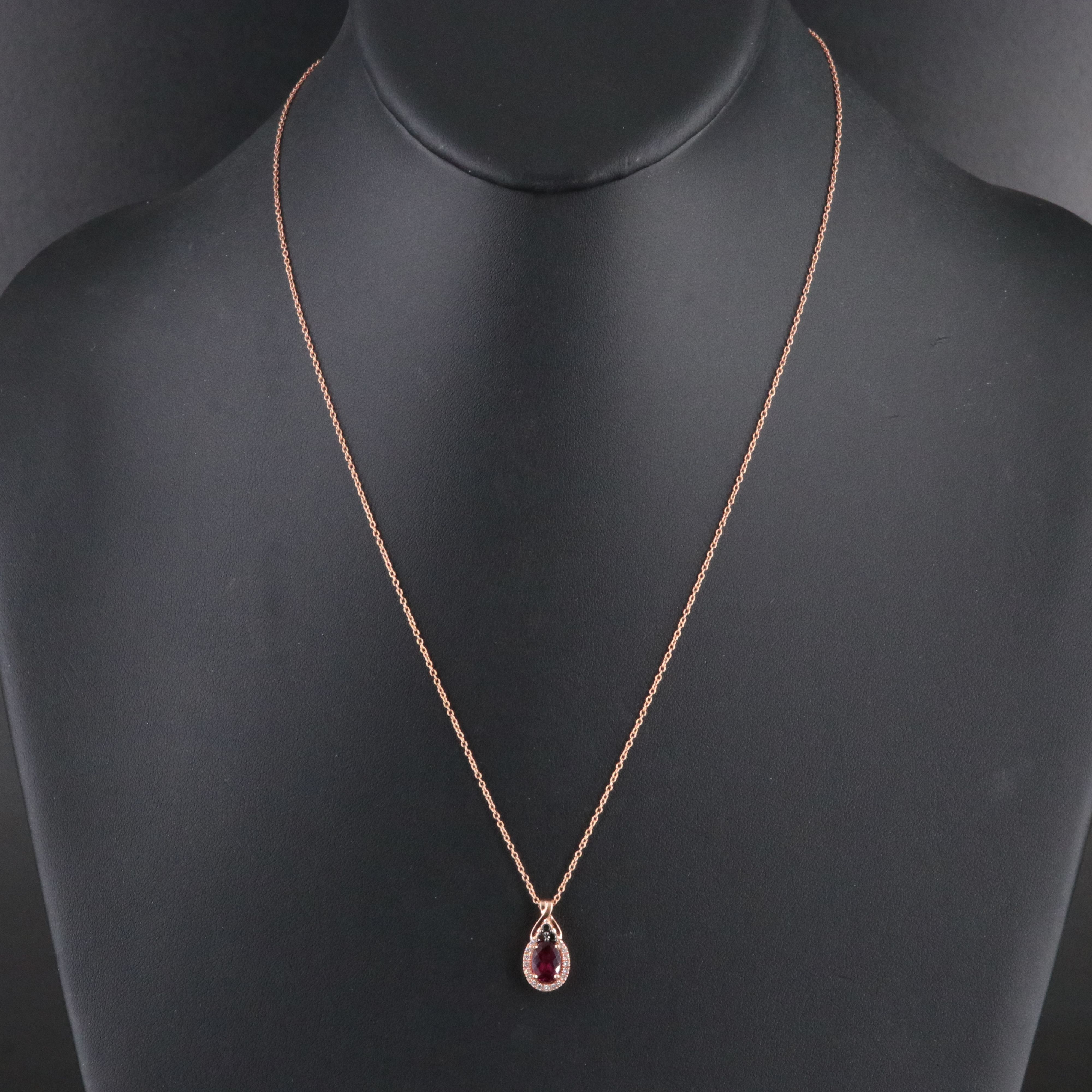 Le Vian 14K Rose Gold Rhodolite and Diamond Oval Necklace