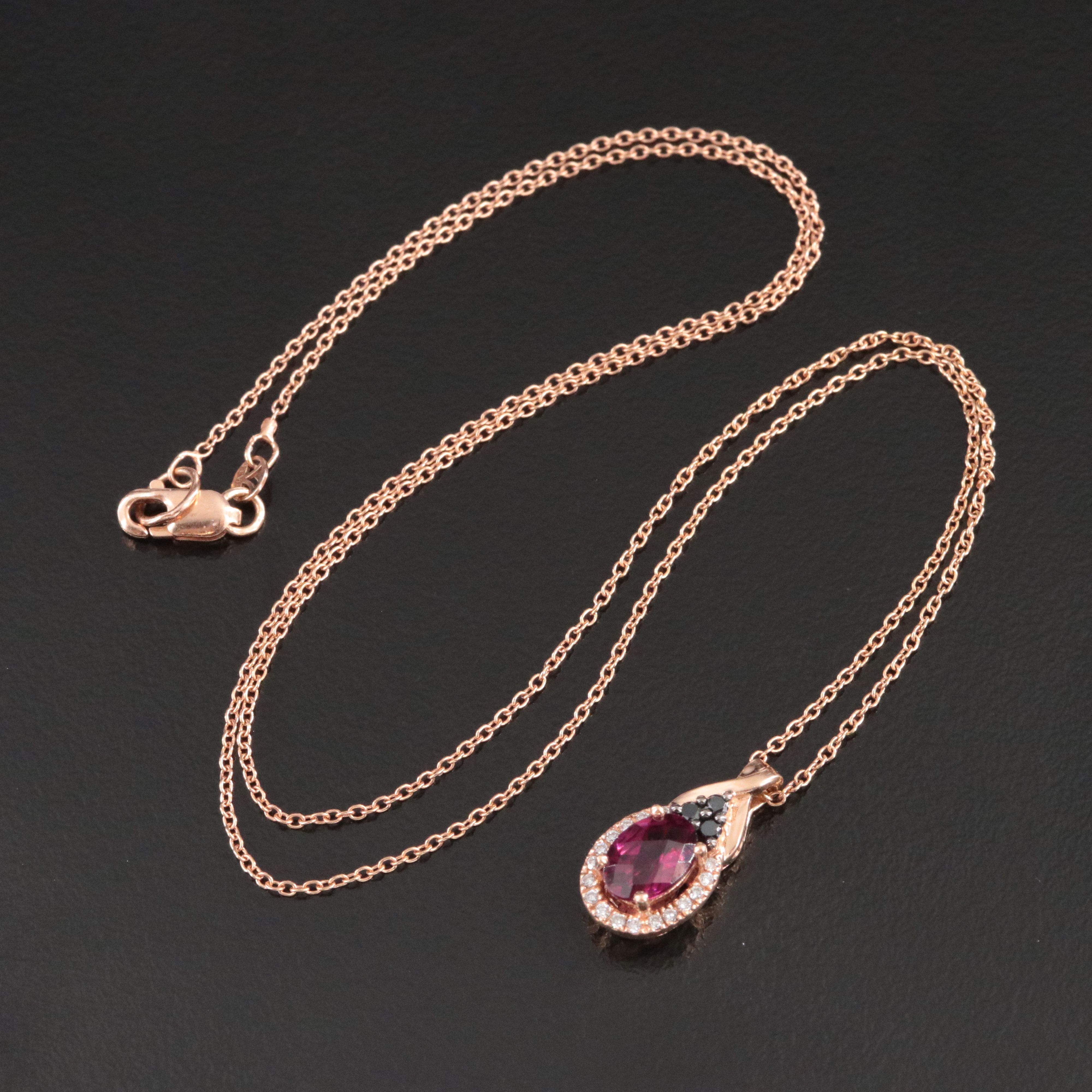 Le Vian 14K Rose Gold Rhodolite and Diamond Oval Necklace