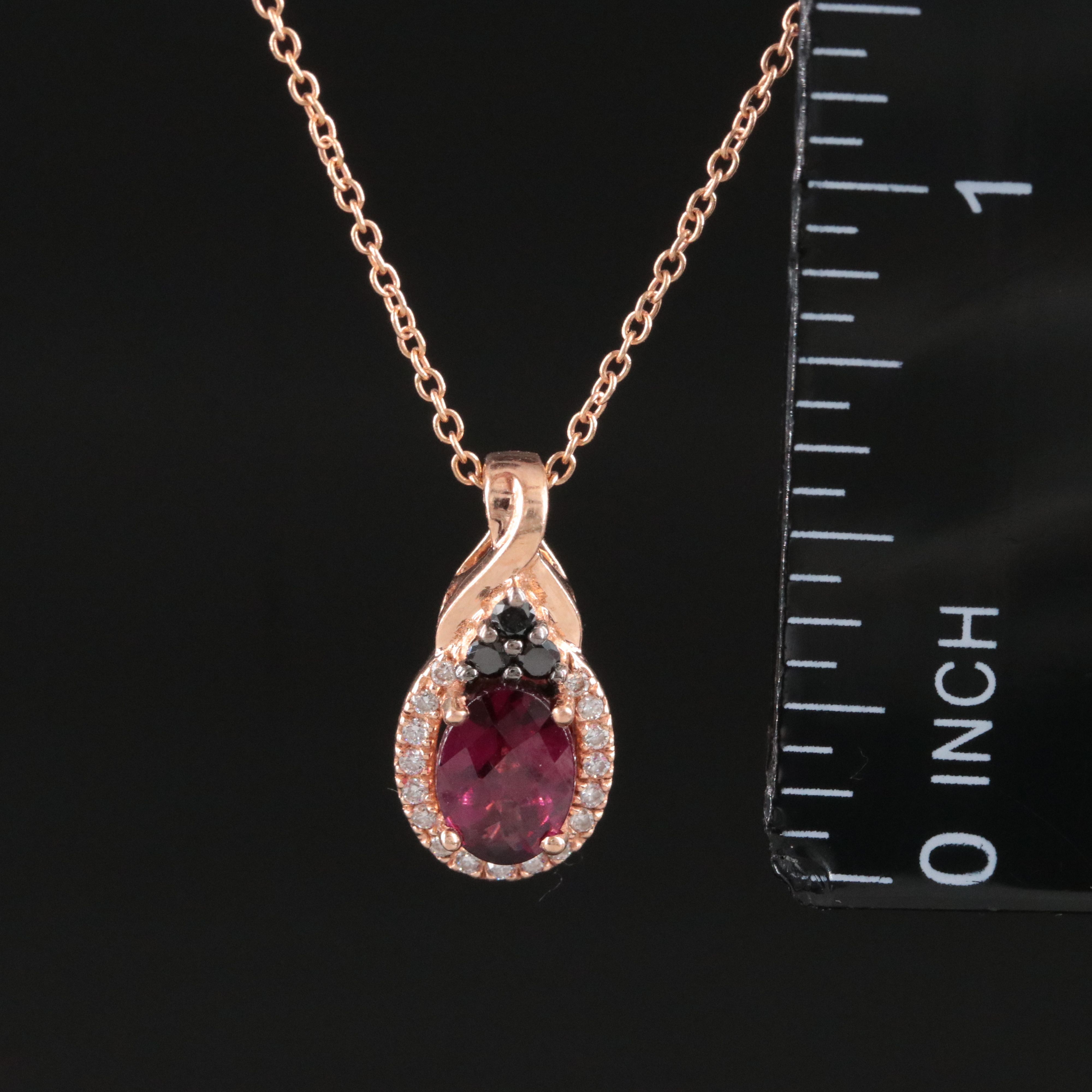 Le Vian 14K Rose Gold Rhodolite and Diamond Oval Necklace