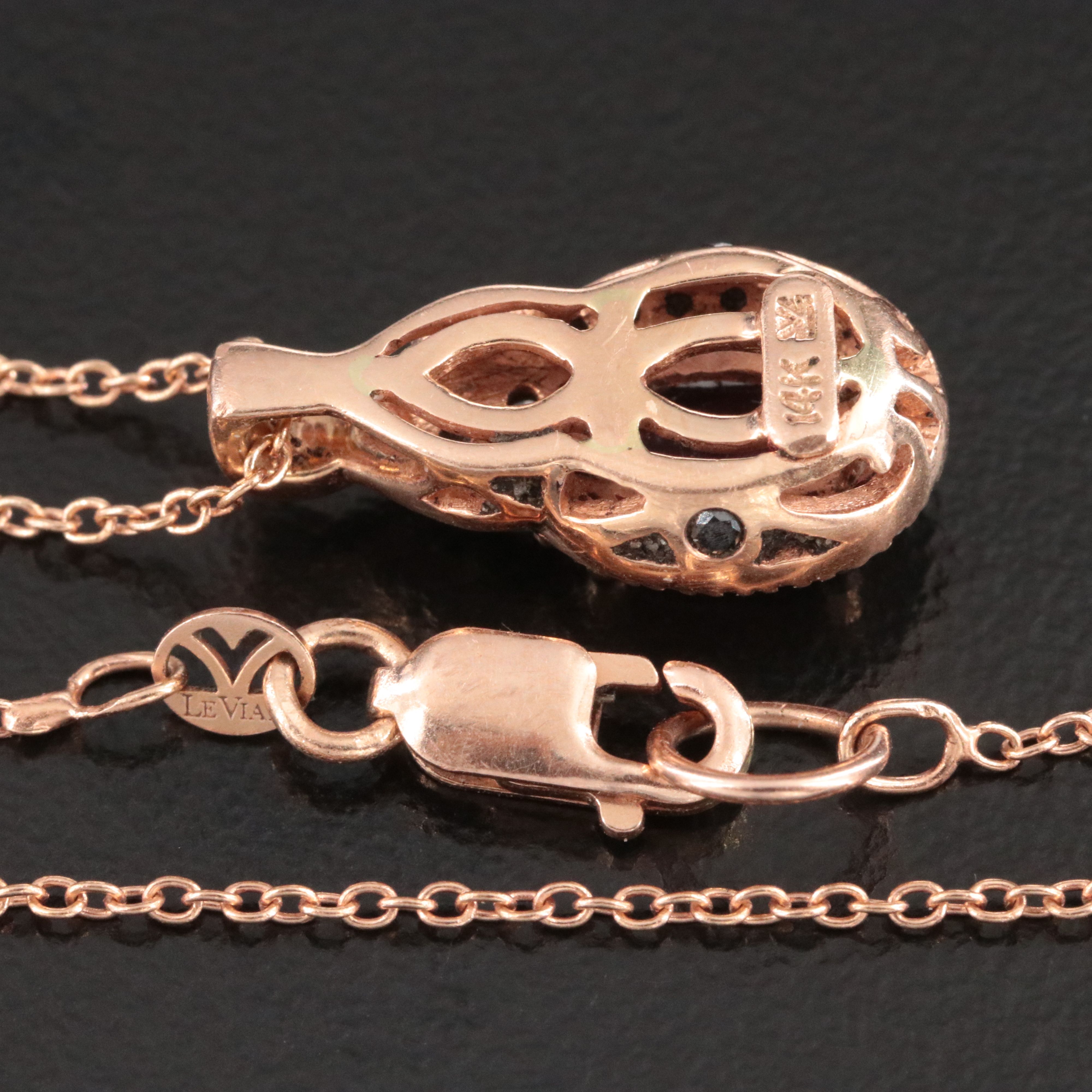 Le Vian 14K Rose Gold Rhodolite and Diamond Oval Necklace