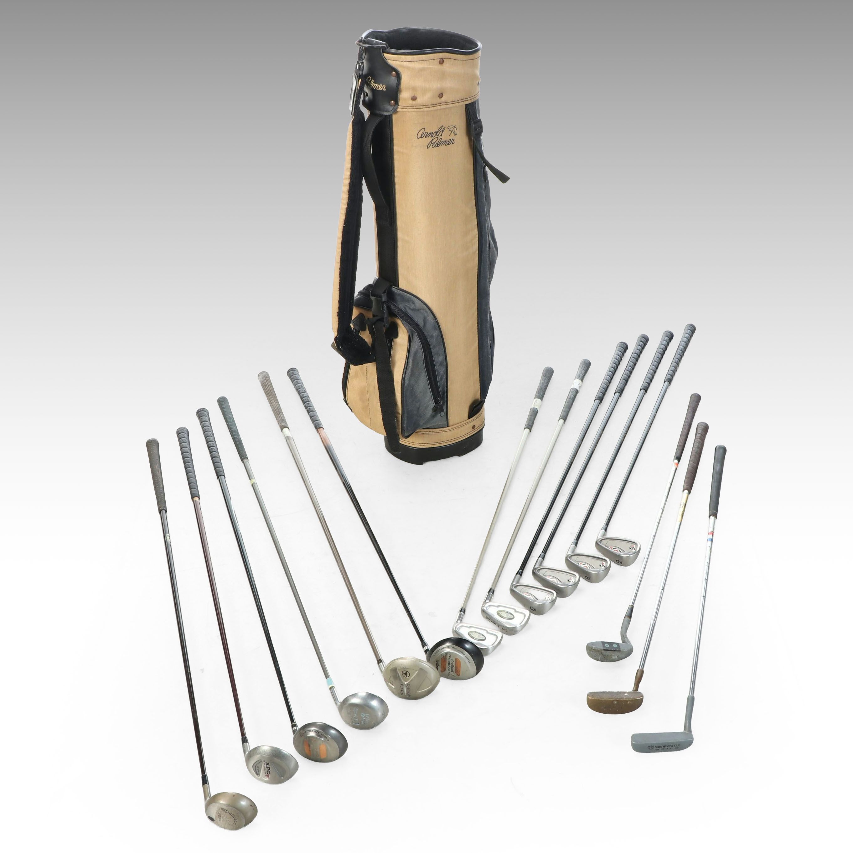 Palmer Customized Golf Bag with Wilson, Taylormade and More Golf Clubs