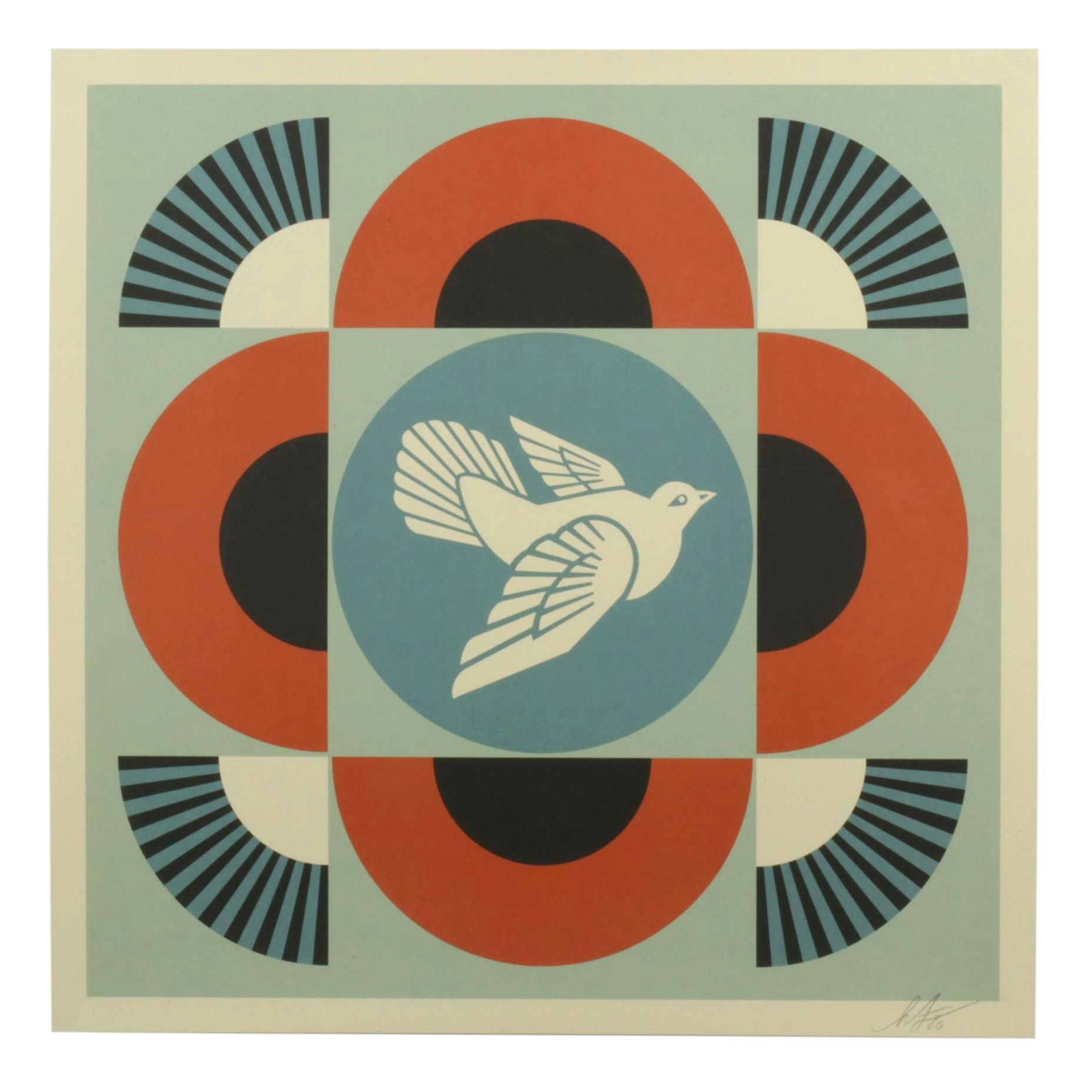 Shepard Fairey Offset Lithograph "Geometric Dove - Red", 2026