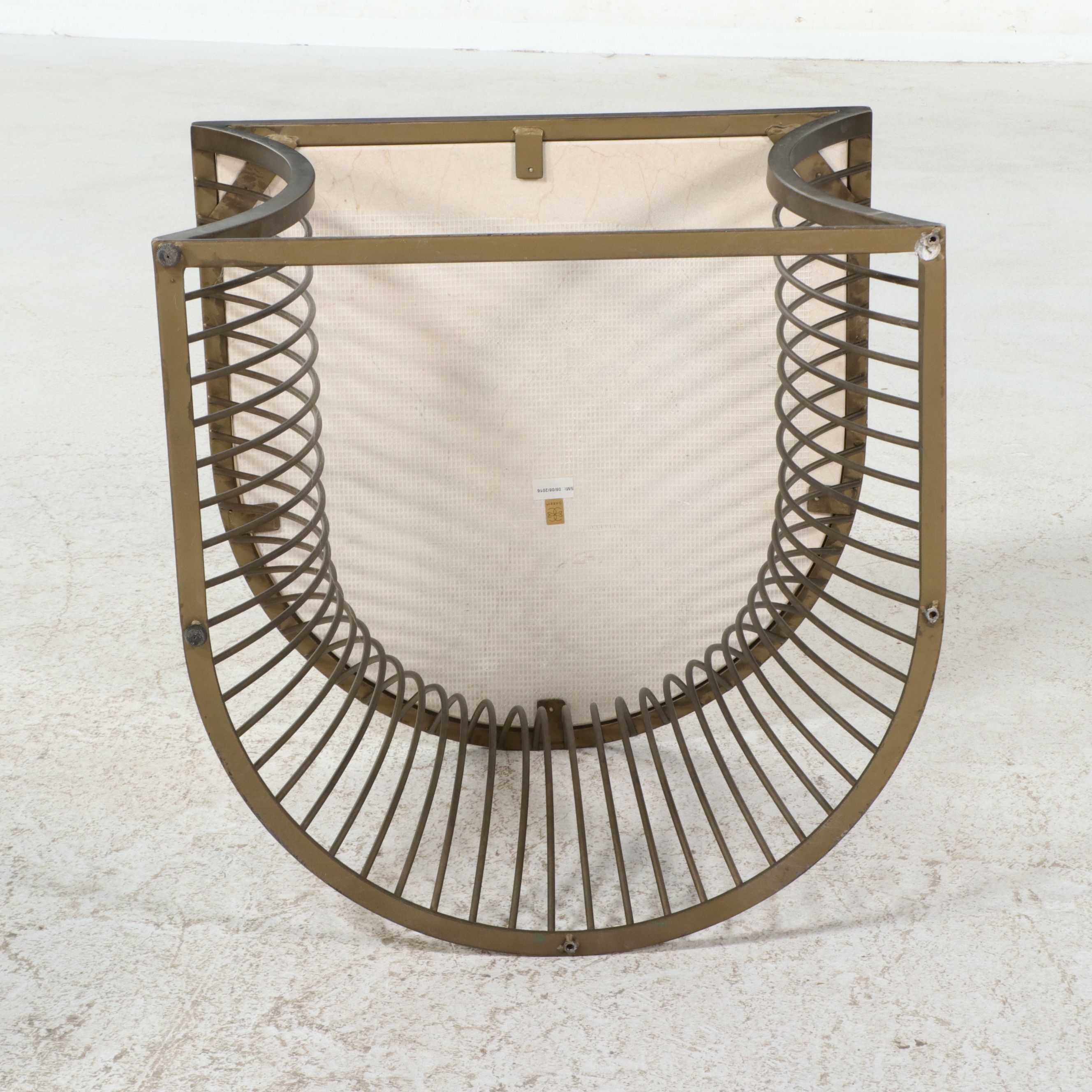 Pair of Arhaus "Platner" Style Bronze Wire Stone Top Side Tables, 21st Century