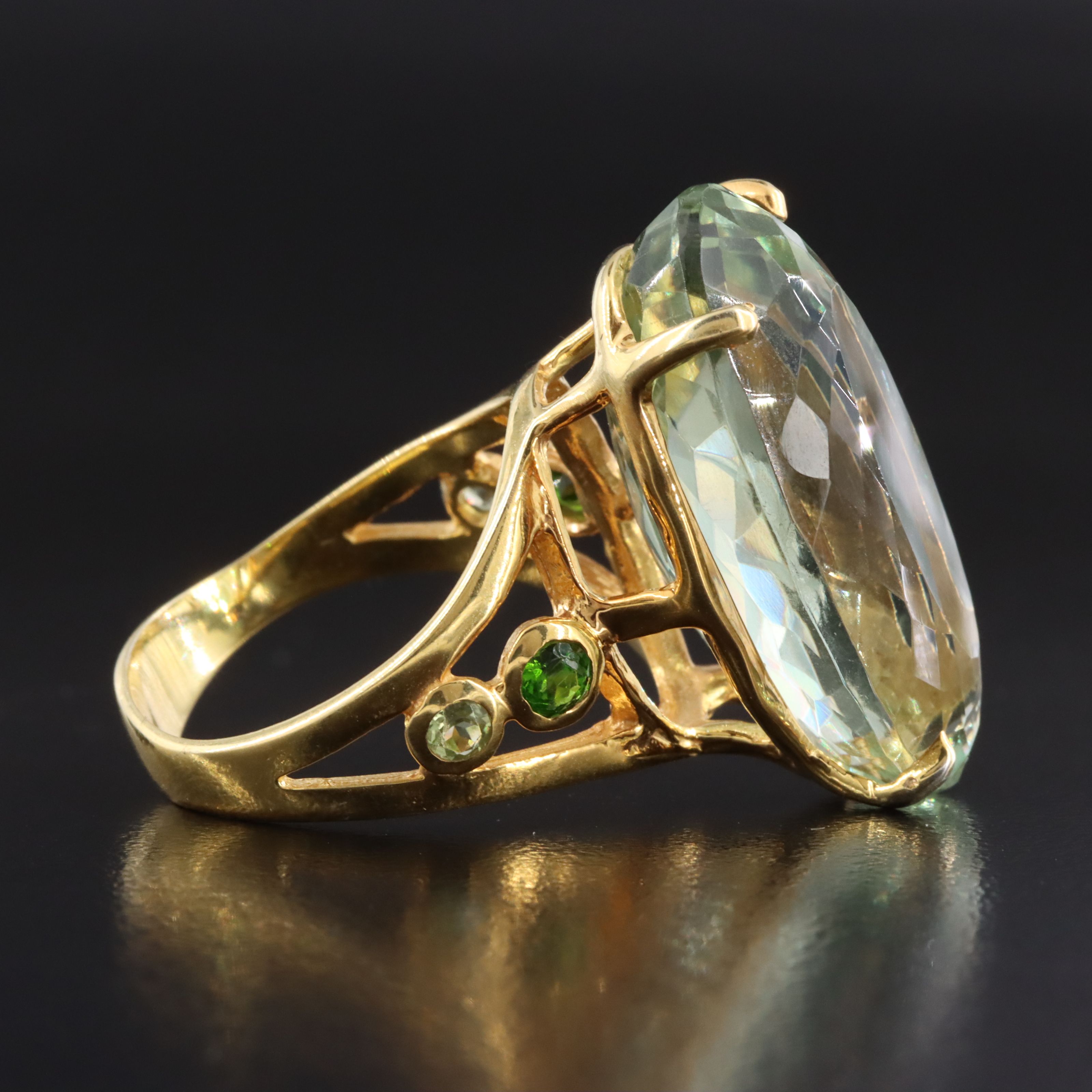 Sterling Prasiolite and Diopside Ring