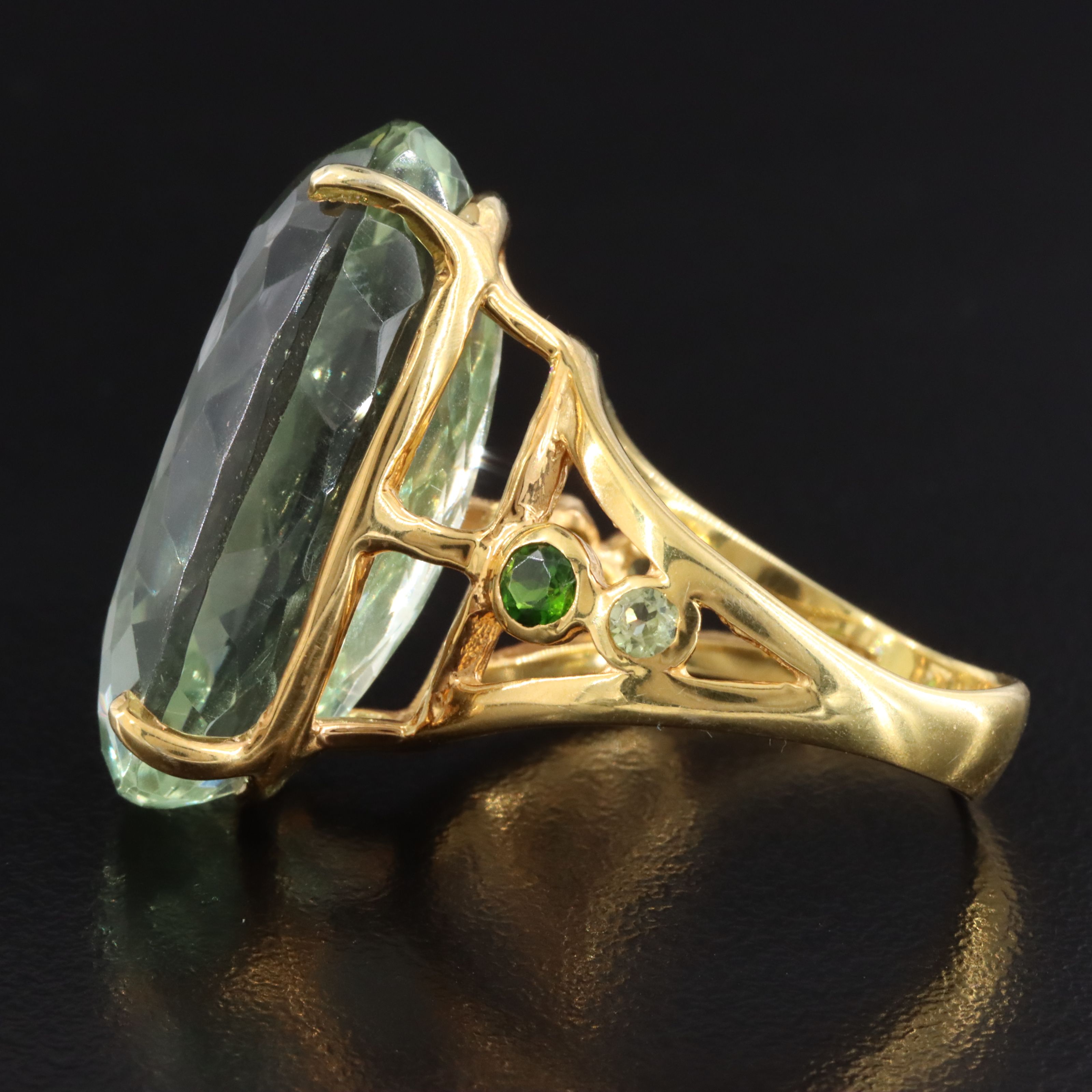 Sterling Prasiolite and Diopside Ring