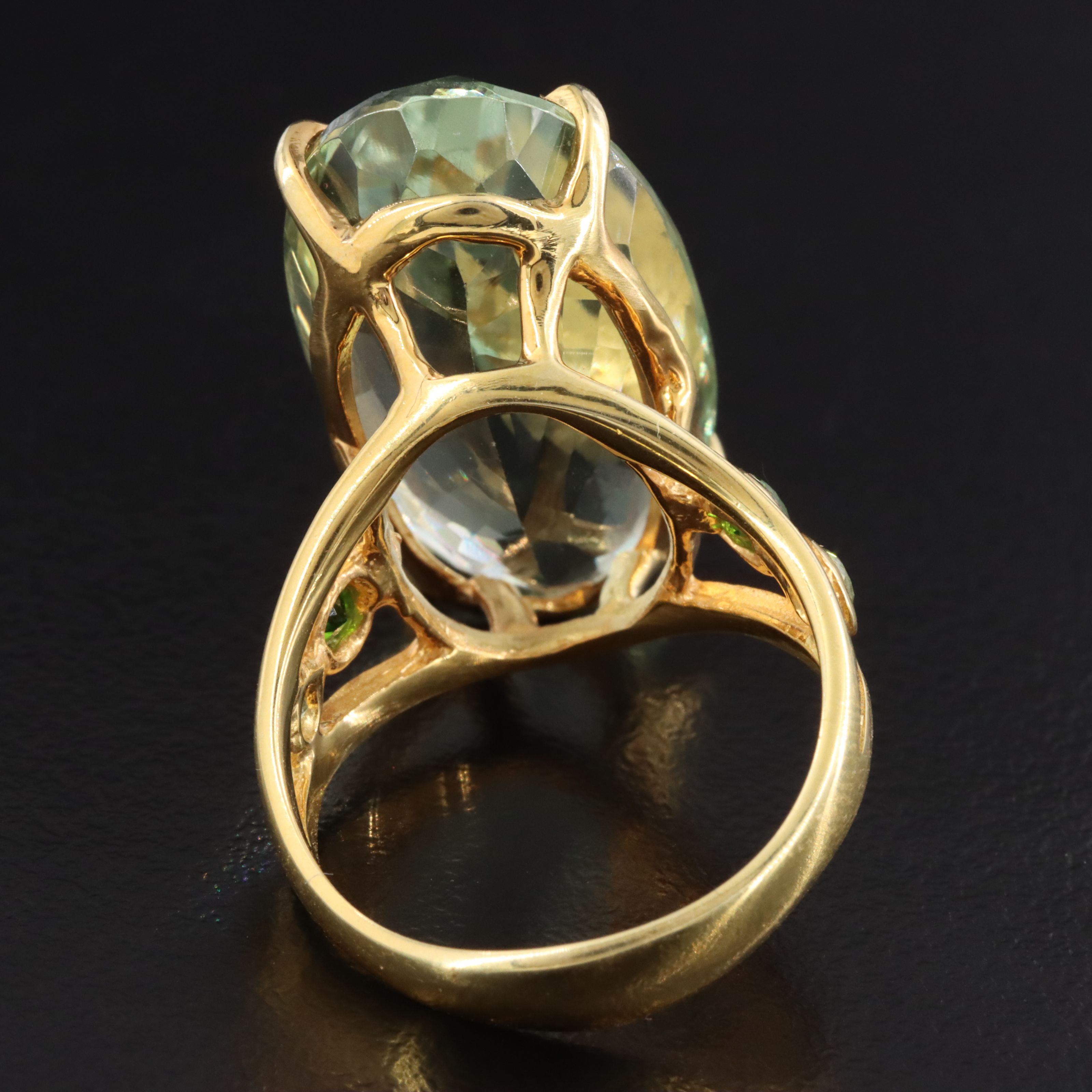 Sterling Prasiolite and Diopside Ring